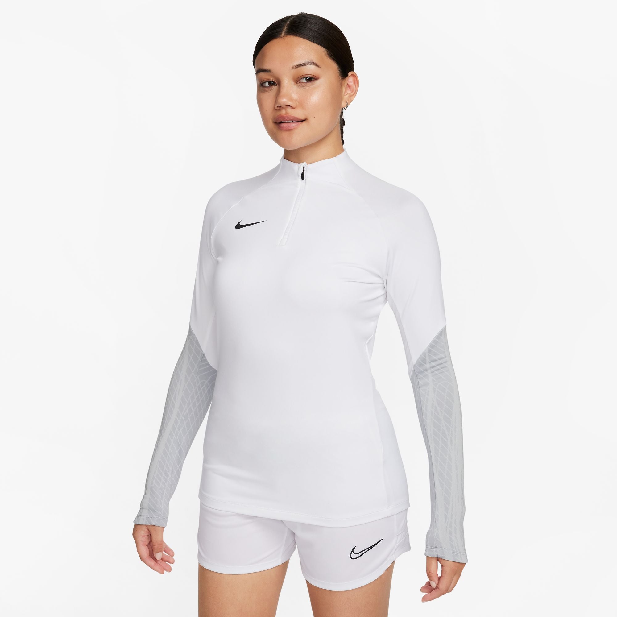 white nike strike drill top