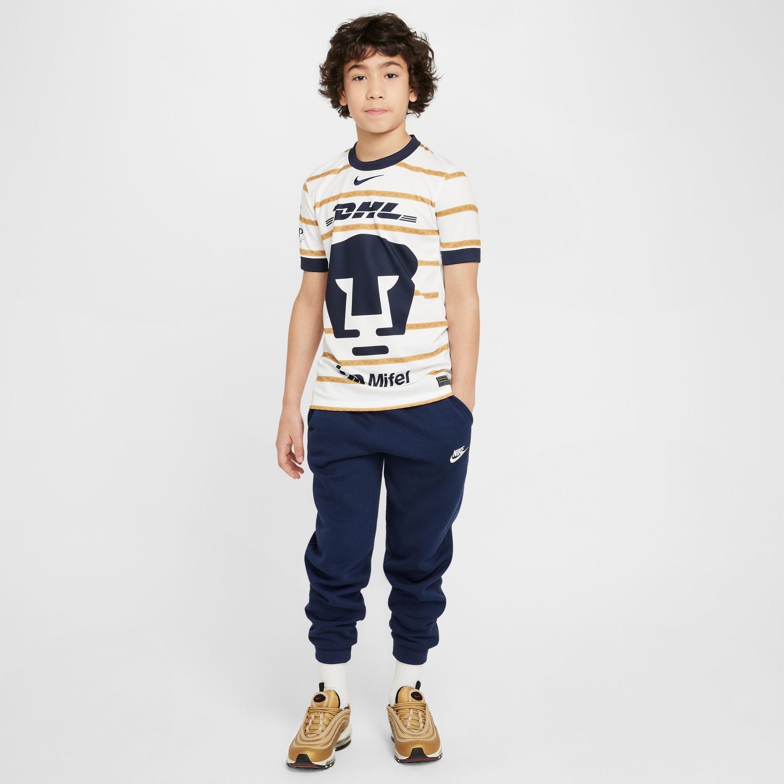 Nike Pumas UNAM 2024/25 Stadium Home Big Kids' Dri-FIT Soccer Replica Jersey - FN9128-100-NIKE by Nike | Available at Niky's Sports