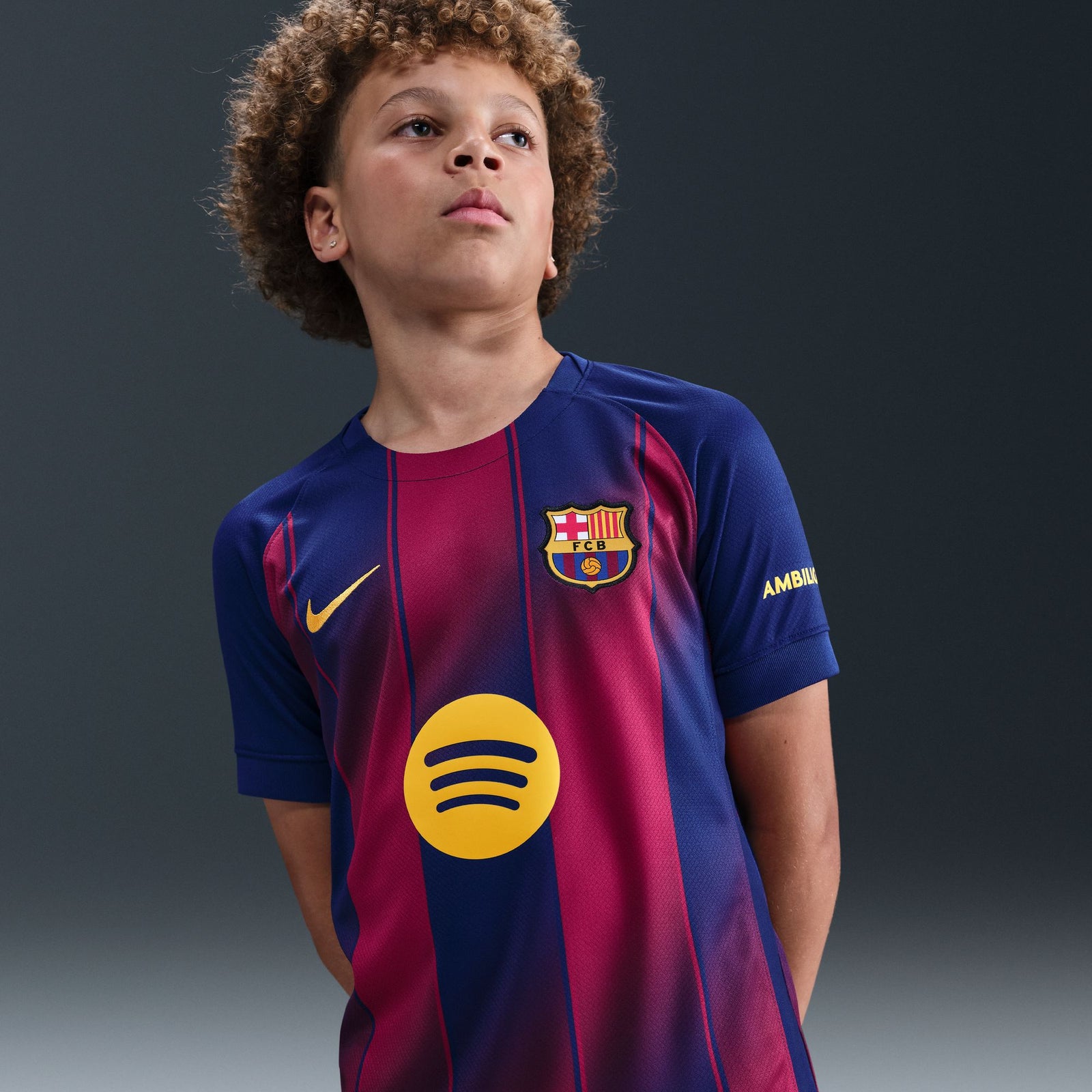Nike FC Barcelona 2025/26 Stadium Home Big Kids' Dri-FIT Soccer Replica Jersey - HJ5287-456-NIKE by Nike | Available at Niky's Sports