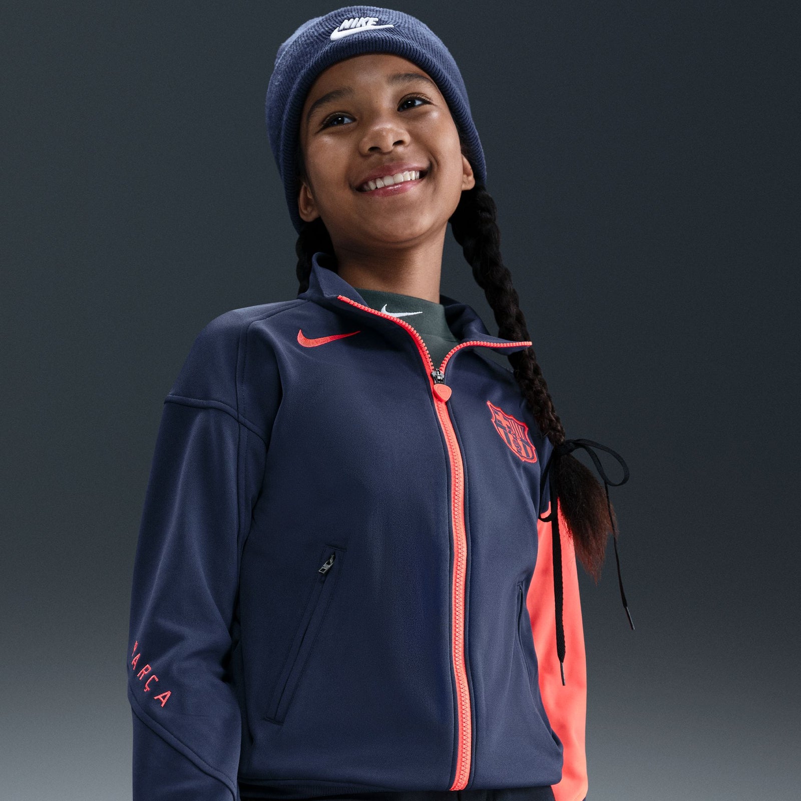 FC Barcelona Academy Pro Third Big Kids' Nike Dri-FIT Total 90 Soccer Anthem Jacket - HM4179-410-NIKE by Nike | Available at Niky's Sports