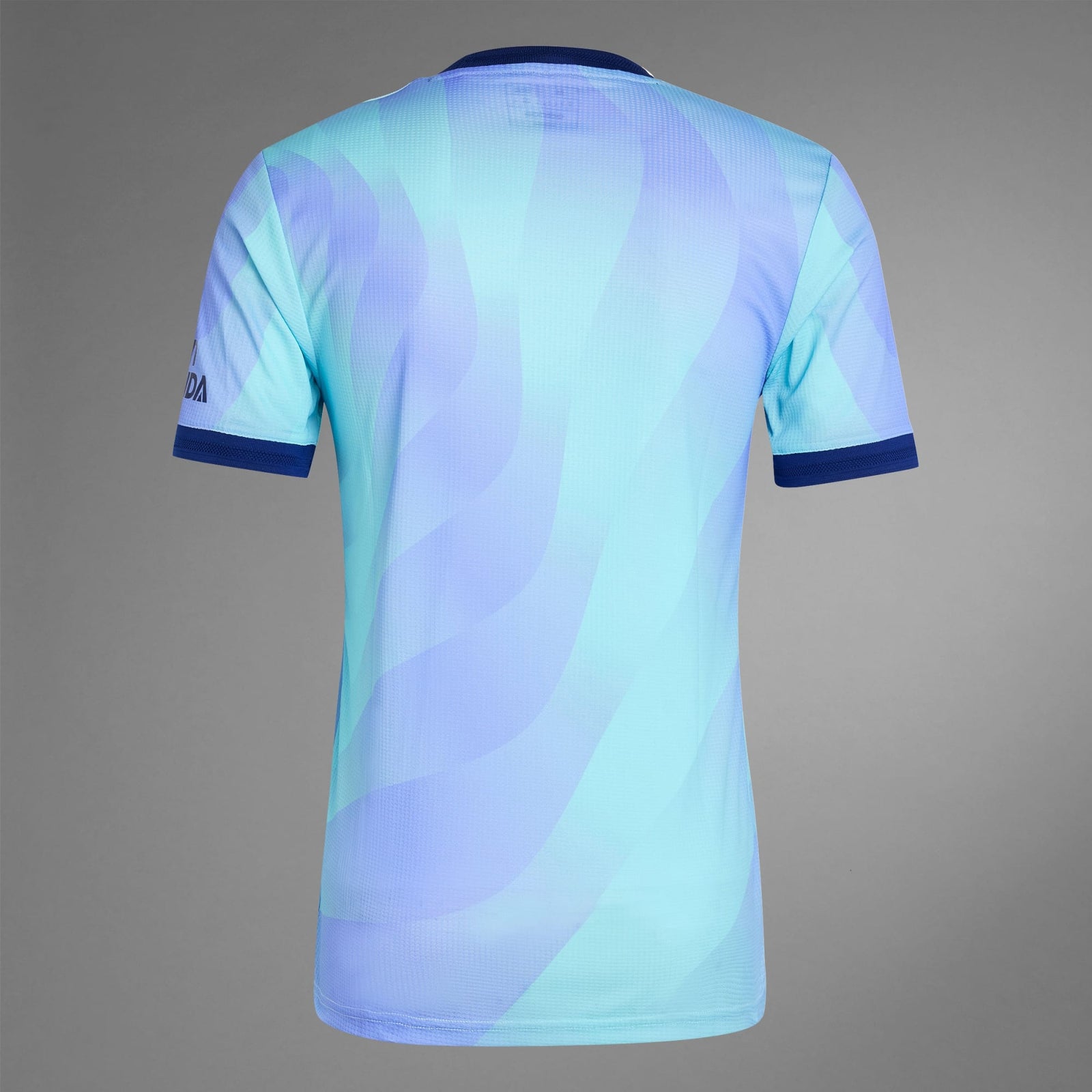 Back View of Adidas Arsenal 24/25 Third Authentic Jersey Men's - Vibrant Lilac and Aqua Design, Item Number IT5177
