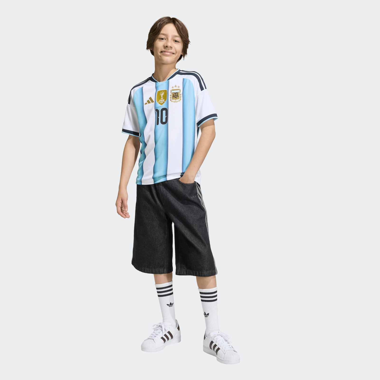 adidas Argentina 26 Home Replica Messi Kids Jersey