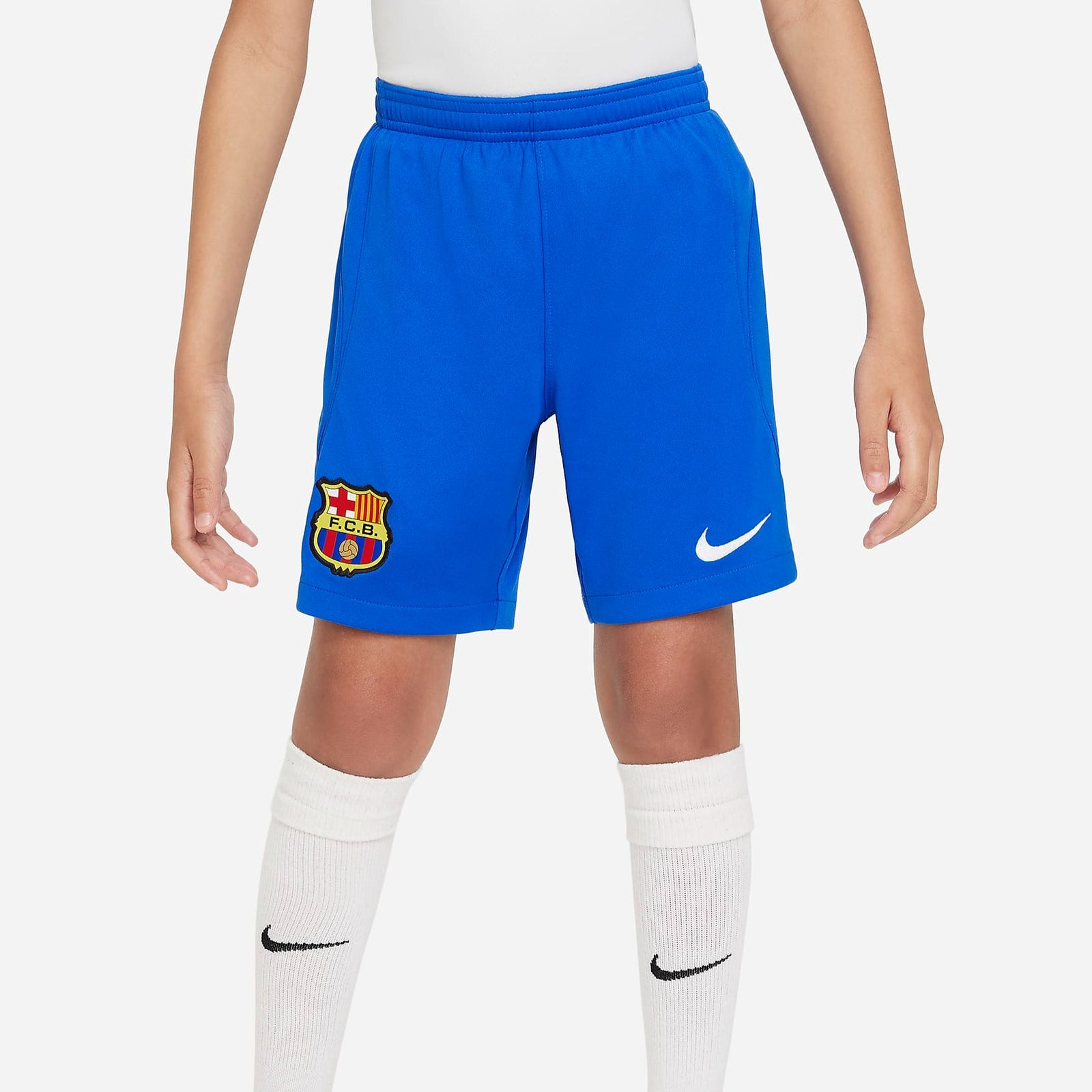 Nike FC Barcelona 2023/24 Stadium Away Big Kids' Dri-FIT Soccer Shorts - DX2781-463-NIKE by Nike | Available at Niky's Sports
