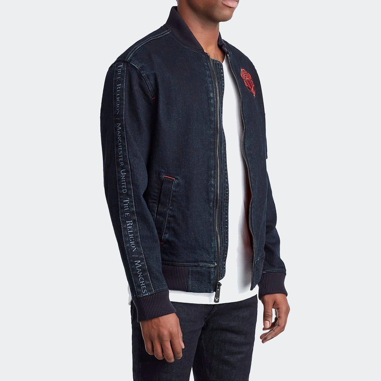 マンチェスターユナイテッド×TRUE RELIGON True Religion Manchester United Denim Bomber Jacket