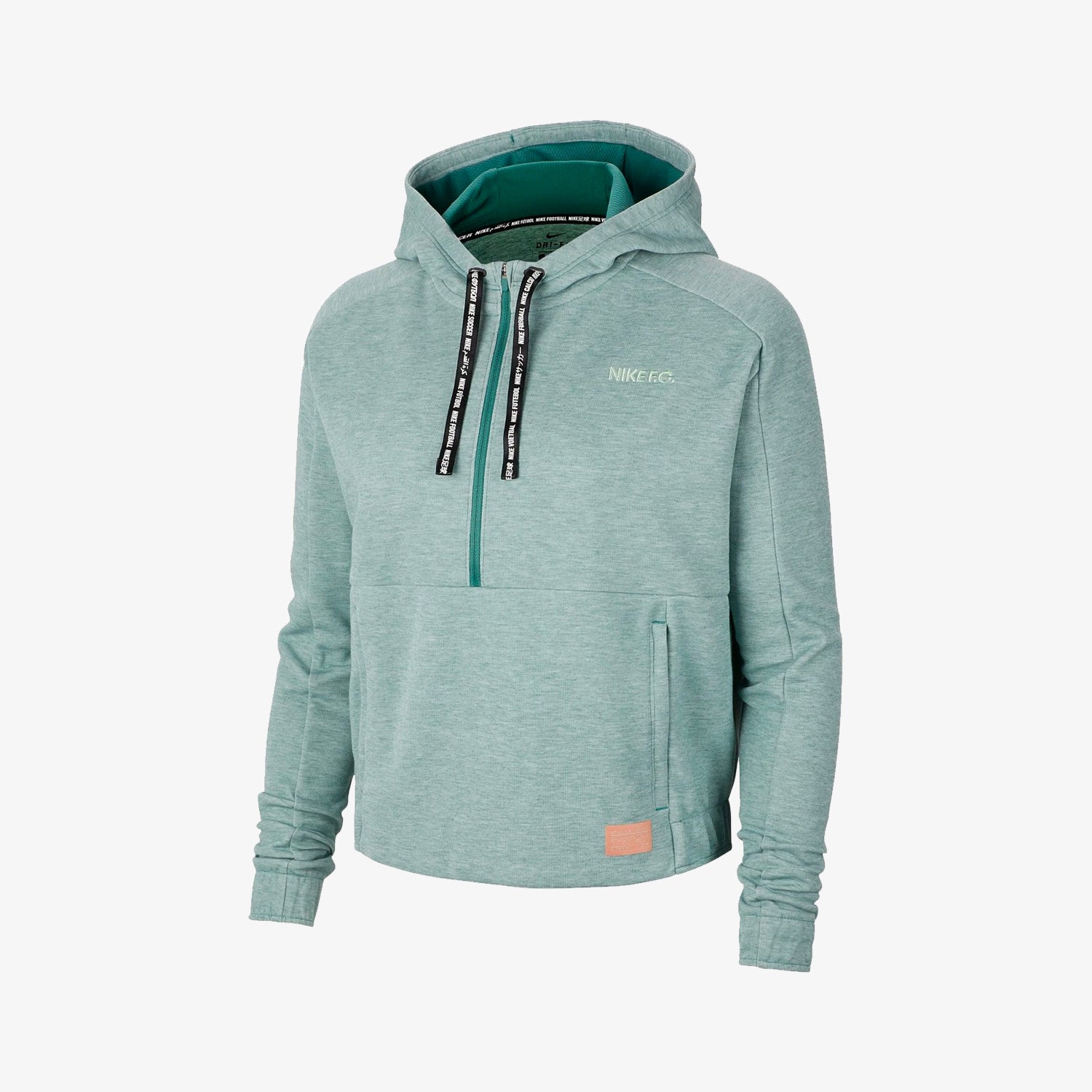 F.C. Women's Dri-FIT 1/2-Zip Soccer Hoodie - Bicoastal/Pistachio Frost - CD9155-362-NIKE by Nike | Available at Niky's Sports