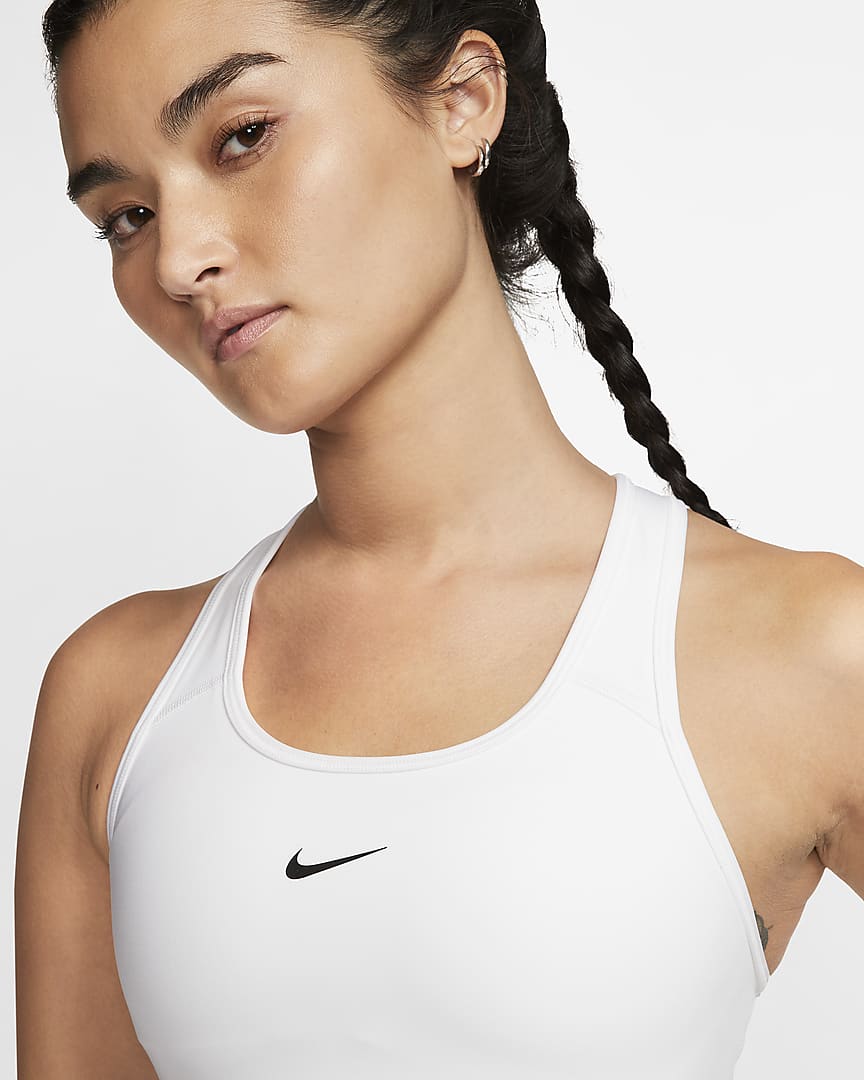 Nike Pro Swoosh Women's Medium-Support Non-Padded Sports Bra White - CJ5949-100-NIKE by Nike | Available at Niky's Sports