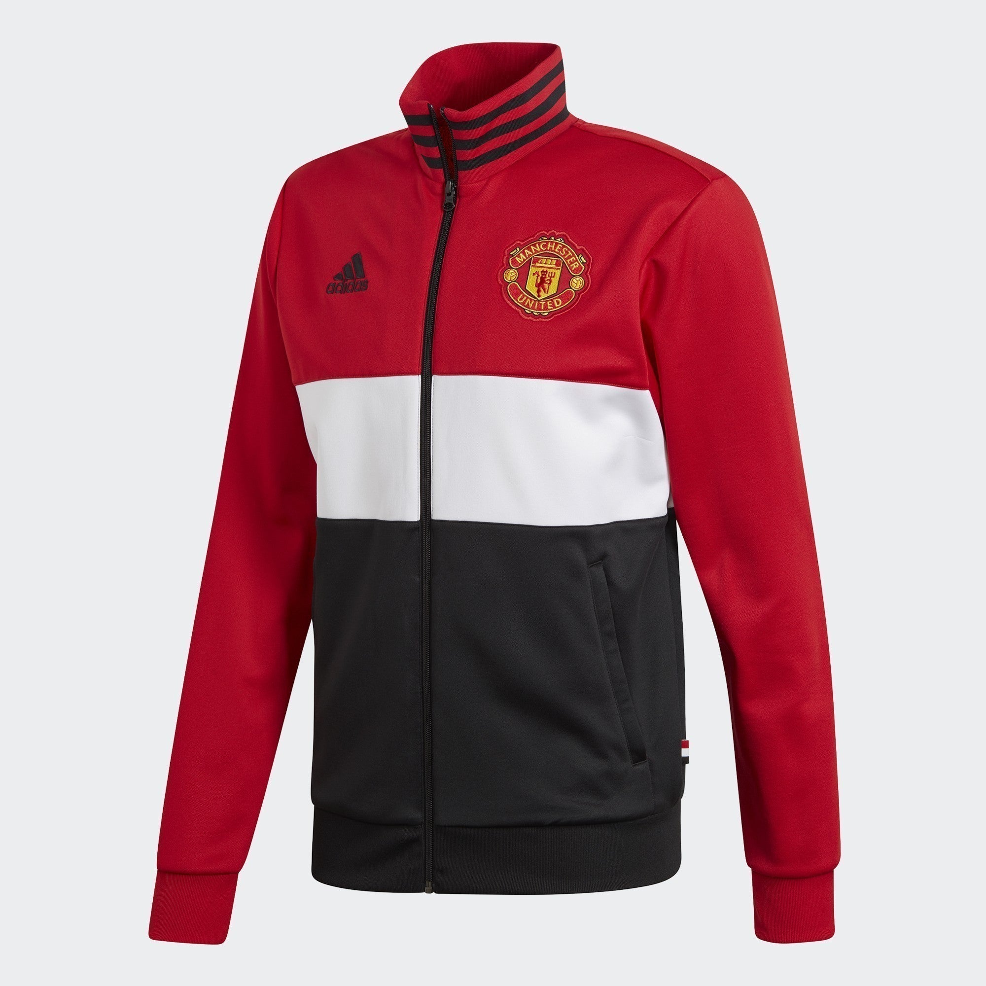 Men's Manchester United 3 Stripes Track Top - Real Red/White/Black