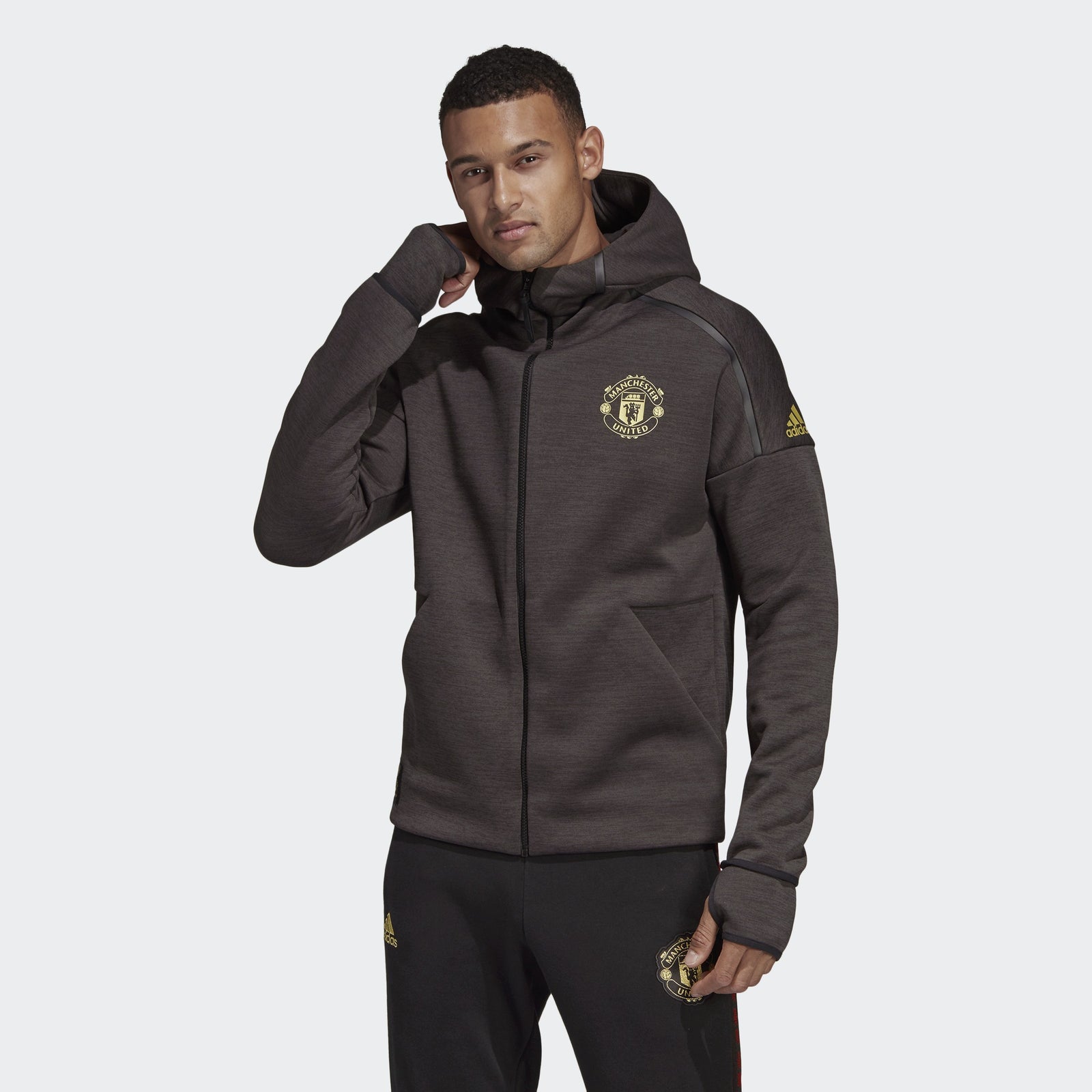 Men's Manchester United Z.N.E. Jacket - Carbon - DZ0456-ADIDAS by Adidas | Available at Niky's Sports