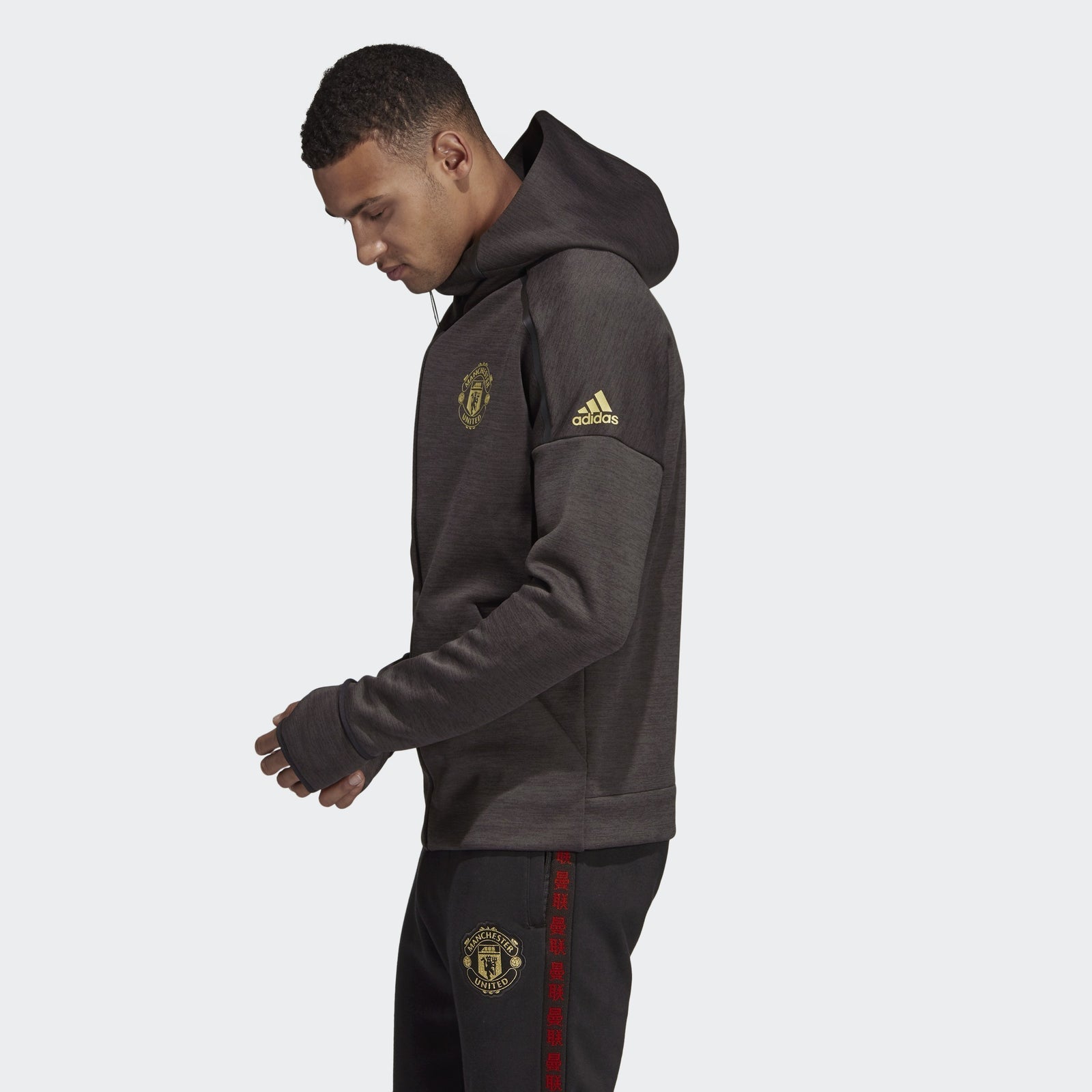 Men's Manchester United Z.N.E. Jacket - Carbon - DZ0456-ADIDAS by Adidas | Available at Niky's Sports