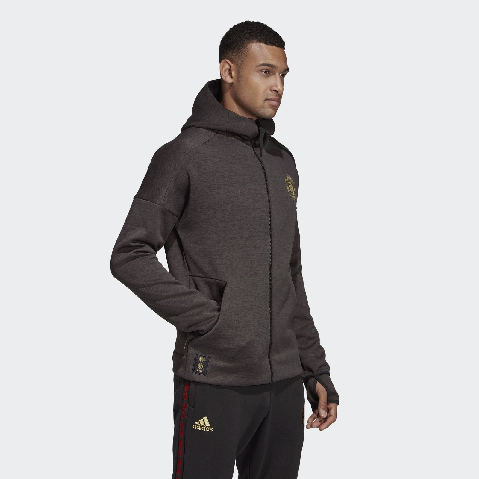 Men's Manchester United Z.N.E. Jacket - Carbon - DZ0456-ADIDAS by Adidas | Available at Niky's Sports