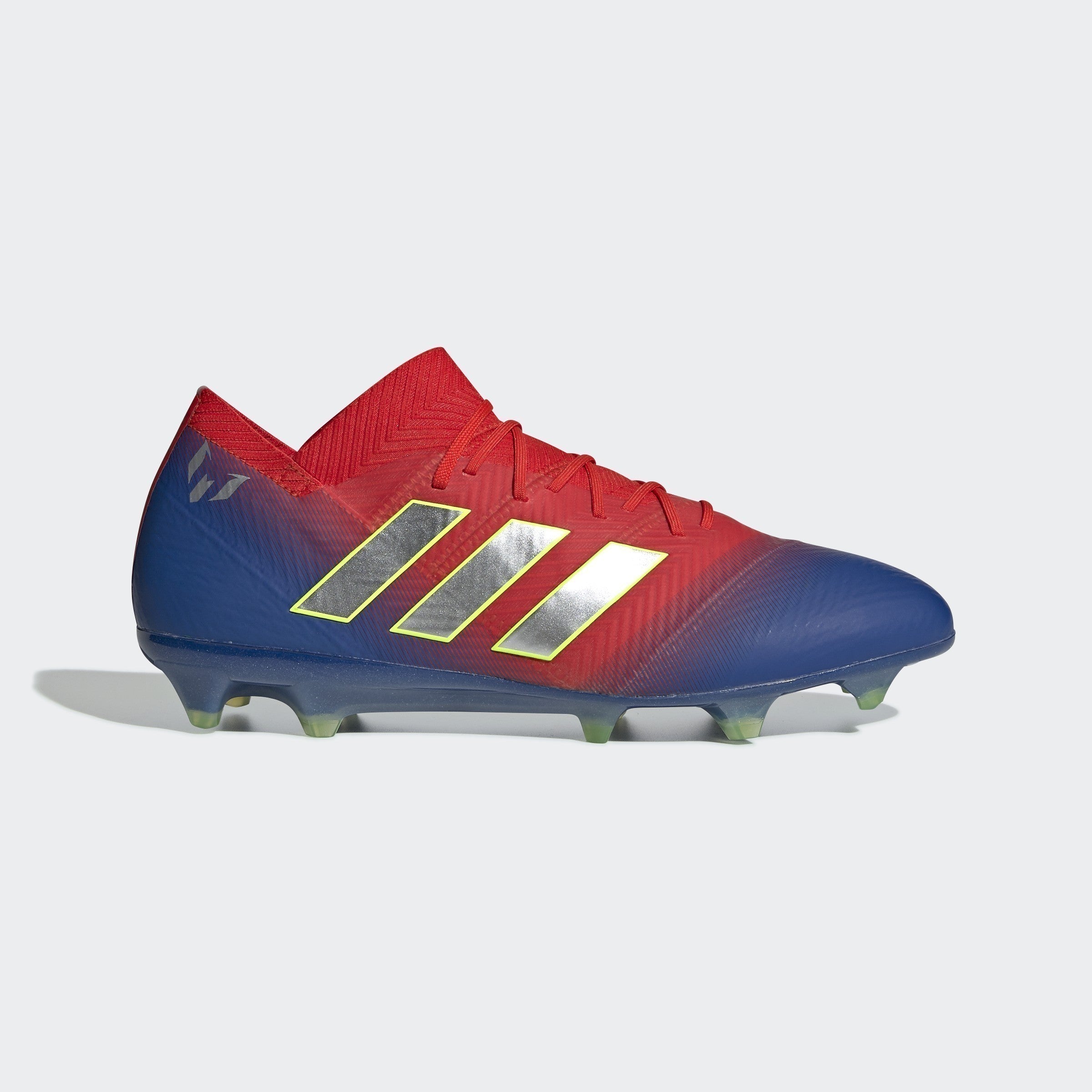 Men's Nemeziz Messi 18.1 FG Soccer Cleats - Active Red/Silver Metallic Men's Nemeziz Messi 18.1 FG Soccer Cleats - Active Red/Silver Metallic
