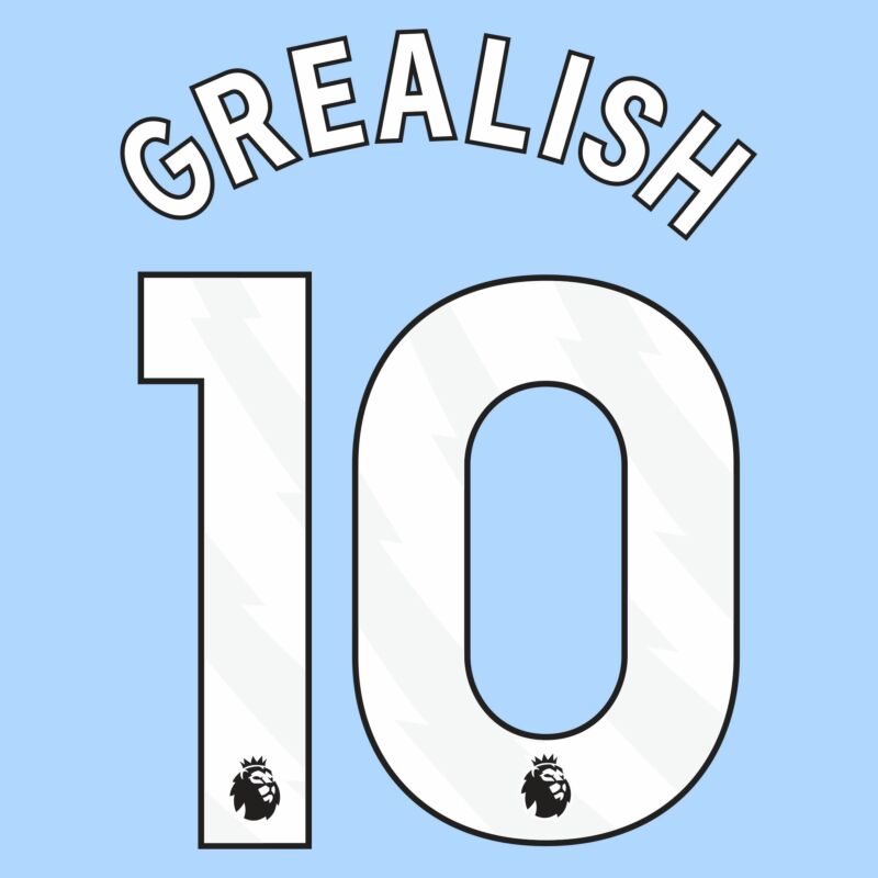 EPL Grealish 23/24 White Name and Number Set