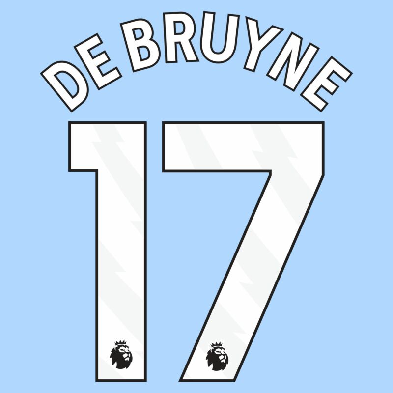 EPL De Bruyne 23/24 White Name and Number Set