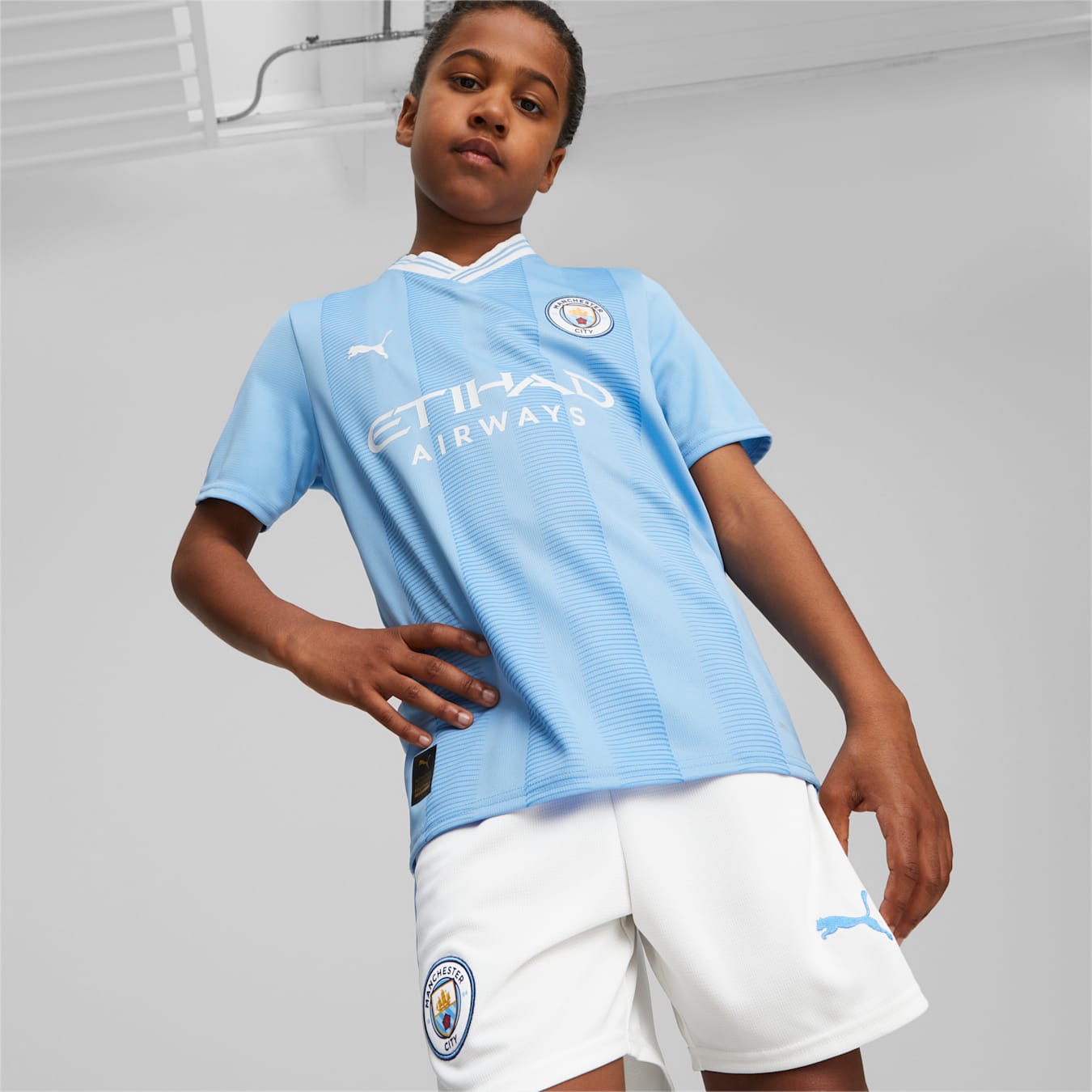 Puma Manchester City 23/24 Big Kids' Replica Home Jersey - 770441-01-PUMA by Puma | Available at Niky's Sports
