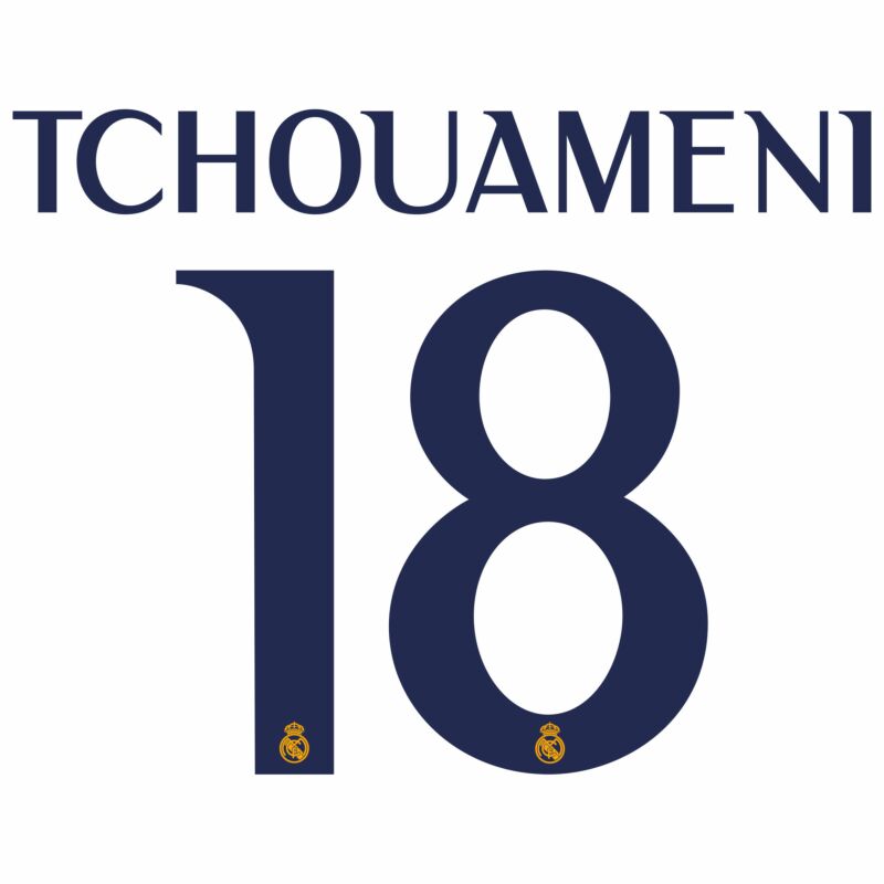 Real Madrid TCHOUAMENI 23/24 HOME OFFICIAL NAME AND NUMBER SET - RM24-TCHO-H-AUTHENTIC by Authentic | Available at Niky's Sports
