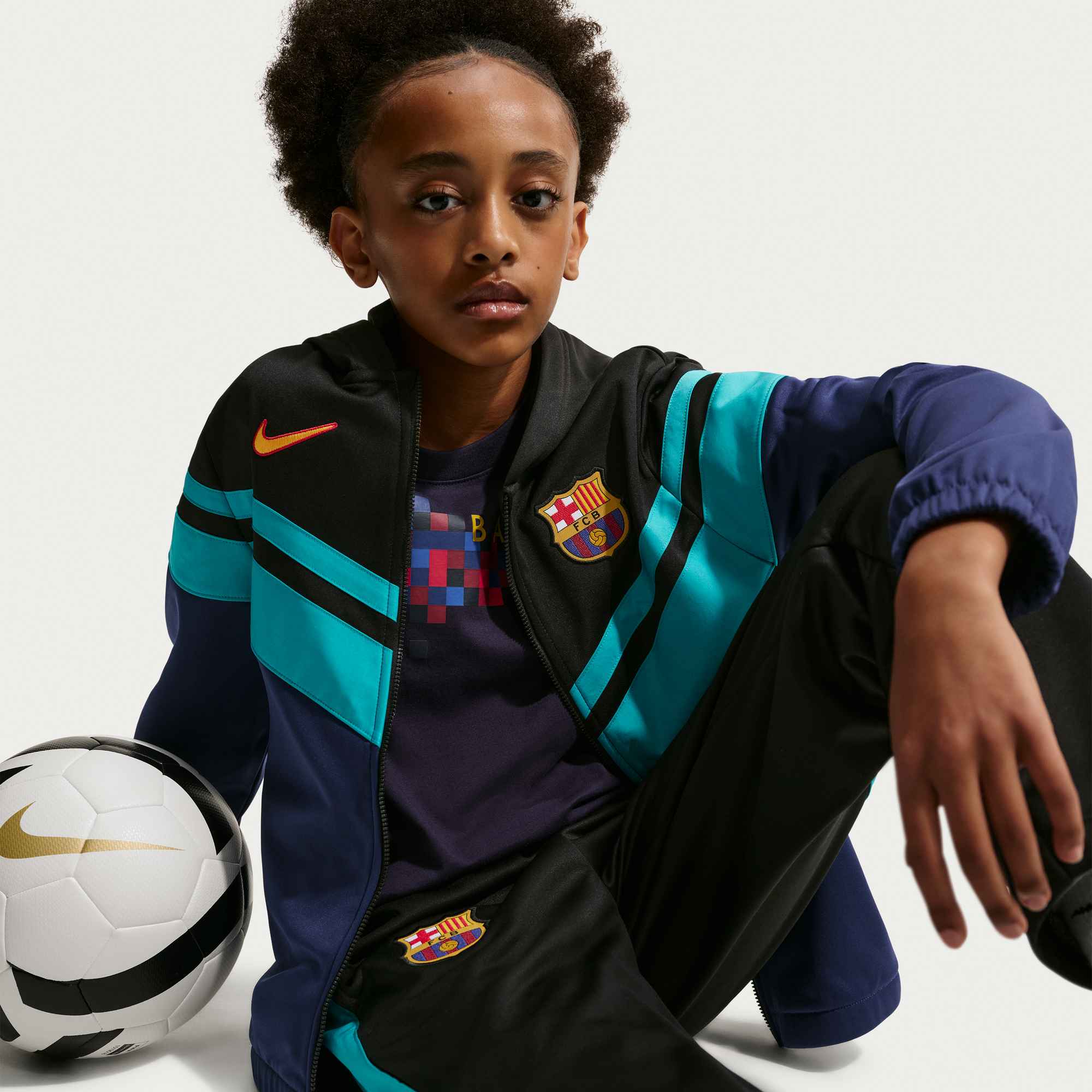 NIKE FC Barcelona Third Big Kids' Nike Dri-FIT Soccer Hooded Tracksuit