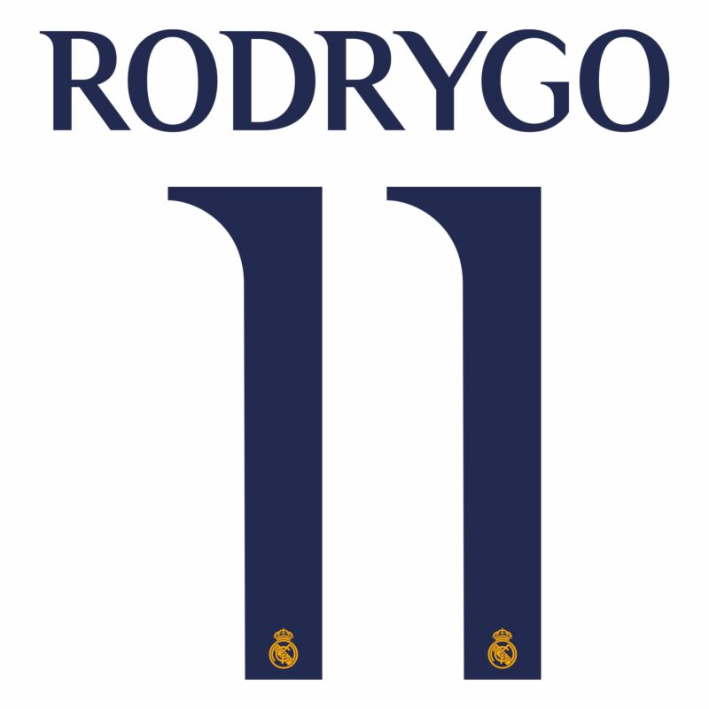 Real Madrid Rodrygo 23/24 HOME OFFICIAL NAME AND NUMBER SET