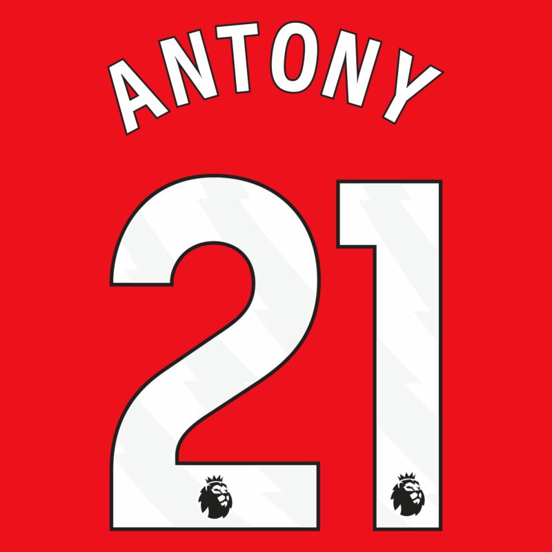 EPL Antony 23/24 White Name and Number Set - EPL23-ANTONY-H-AUTHENTIC by Authentic | Available at Niky's Sports