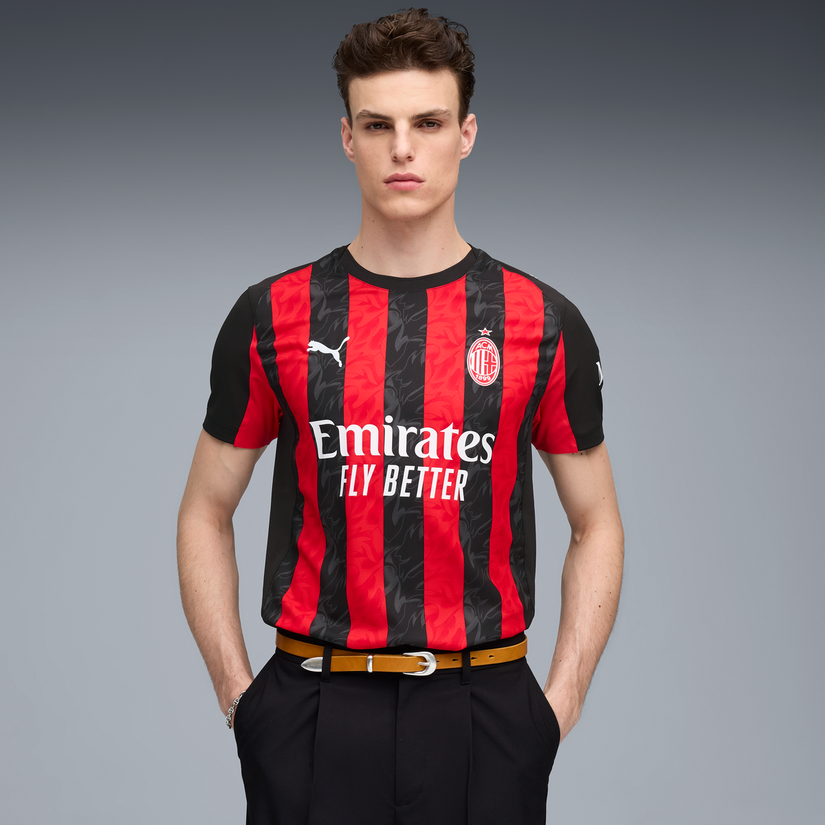 Puma AC Milan Men&#39;s Home Authentic Short Sleeve Jersey 25/26 - 779961-01-PUMA by Puma | Available at Niky&#39;s Sports