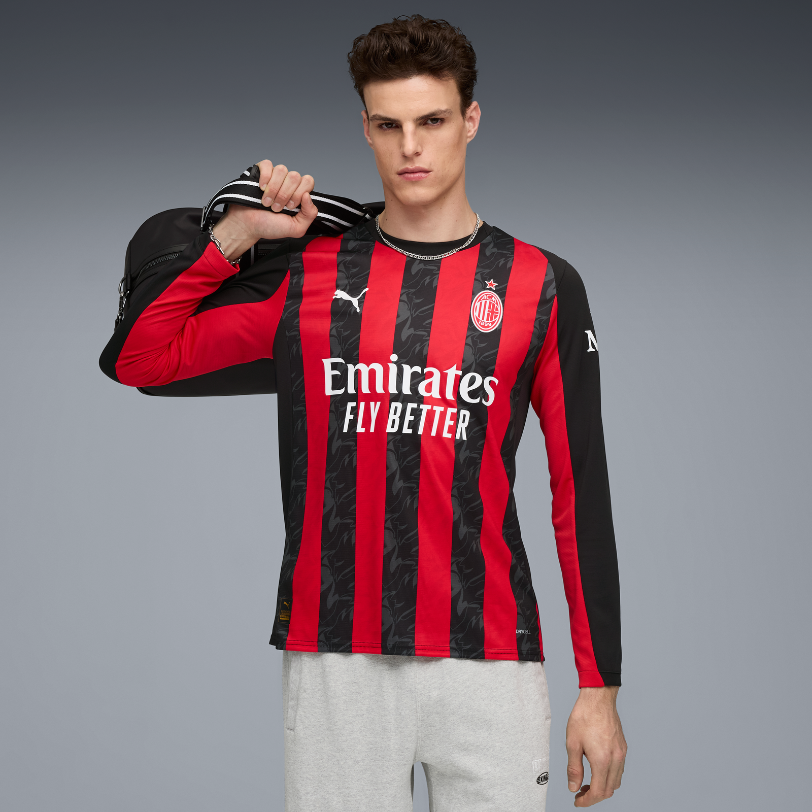 Puma AC Milan Men's Home Replica Long Sleeve Jersey 25/26 - 779963-01-PUMA by Puma | Available at Niky's Sports