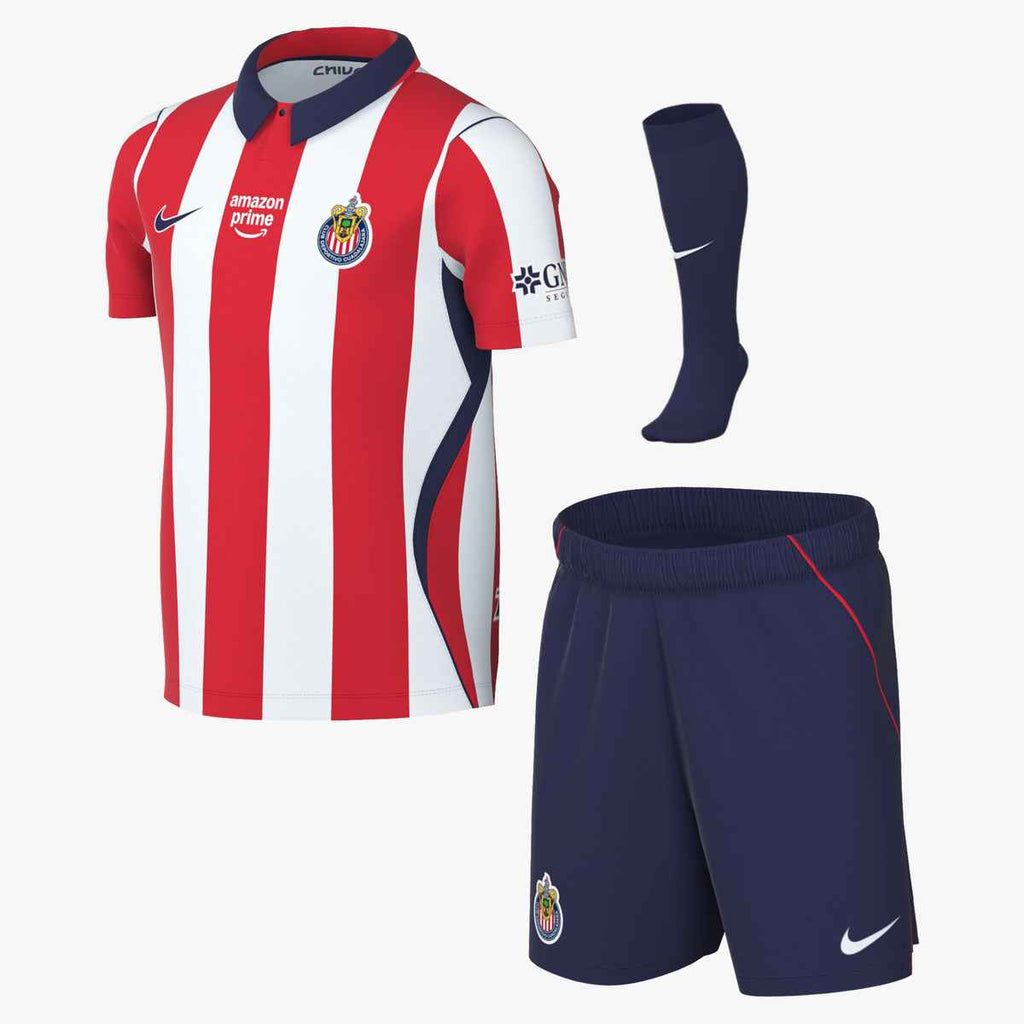 Nike C.D. Guadalajara 2026/27 Stadium Home Little Kids' Nike Soccer Replica 3-Piece Kit