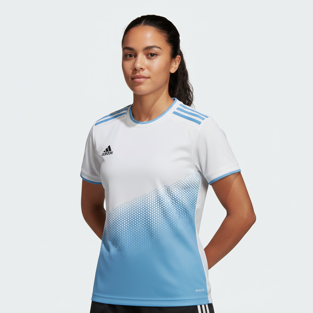 adidas Micomp Soccer Jersey White/Sky Youth and Women's -  by Adidas | Available at Niky's Sports