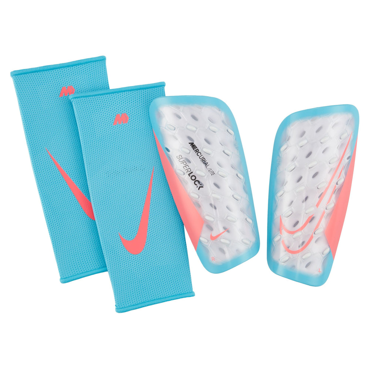 Nike Mercurial Lite SuperLock Soccer Shin Guards - DV1770-100-NIKE by Nike | Available at Niky&#39;s Sports