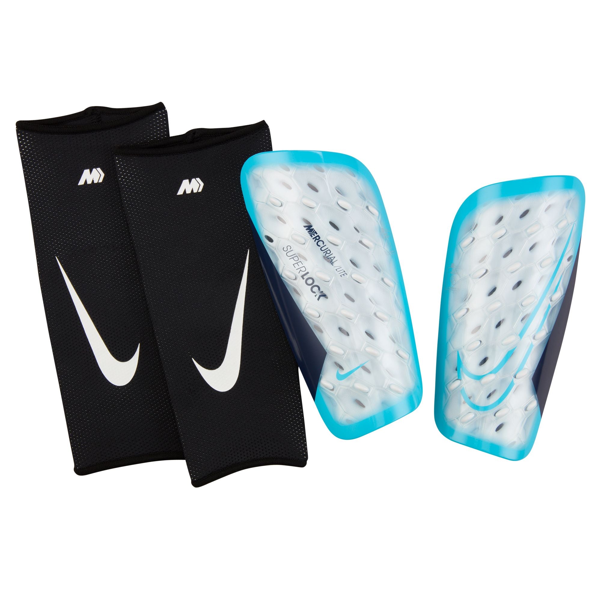 Nike Mercurial Lite SuperLock Soccer Shin Guards - DV1770-420-NIKE by Nike | Available at Niky's Sports