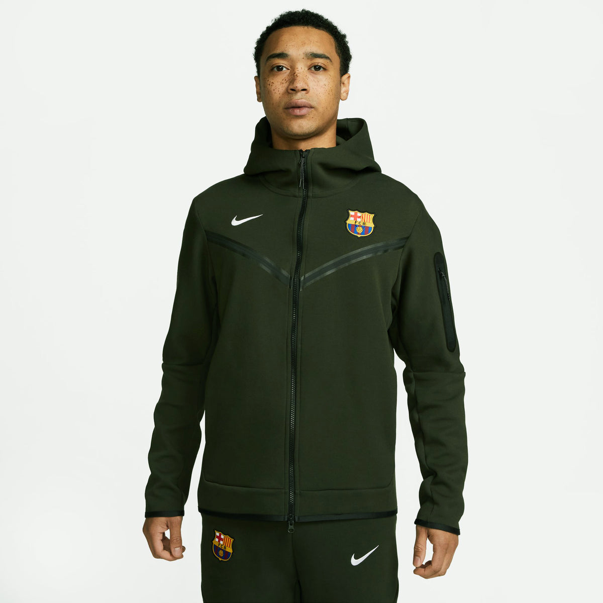 Nike Men's FC Barcelona Tech Fleece Jacket Olive - Niky's Sports