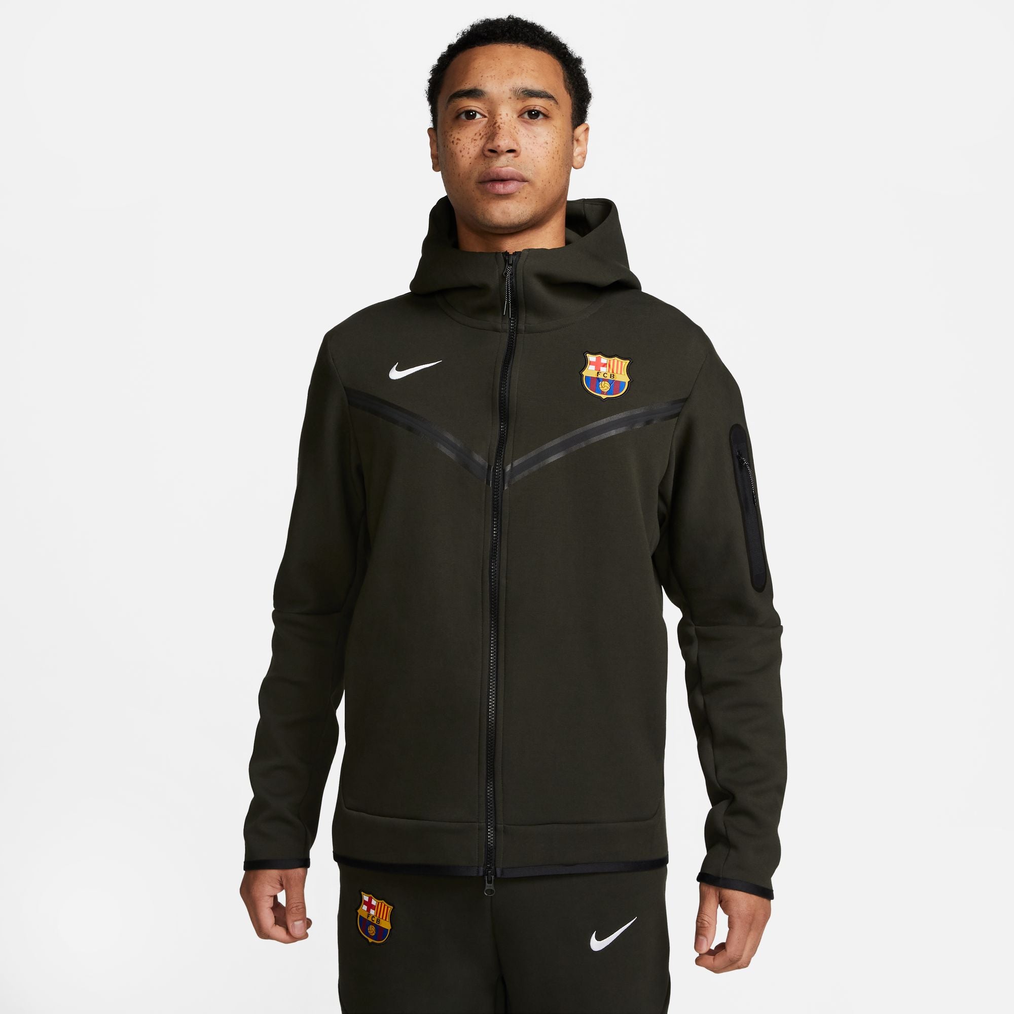 audiencia Político Contemporáneo Nike Men's FC Barcelona Tech Fleece Jacket Olive