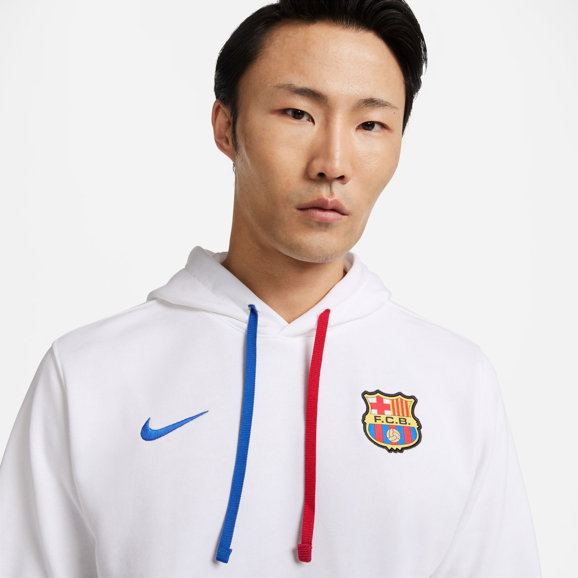 Nike FC Barcelona Club Fleece Men's French Terry Pullover Hoodie - DV5563-100-NIKE by Nike | Available at Niky's Sports
