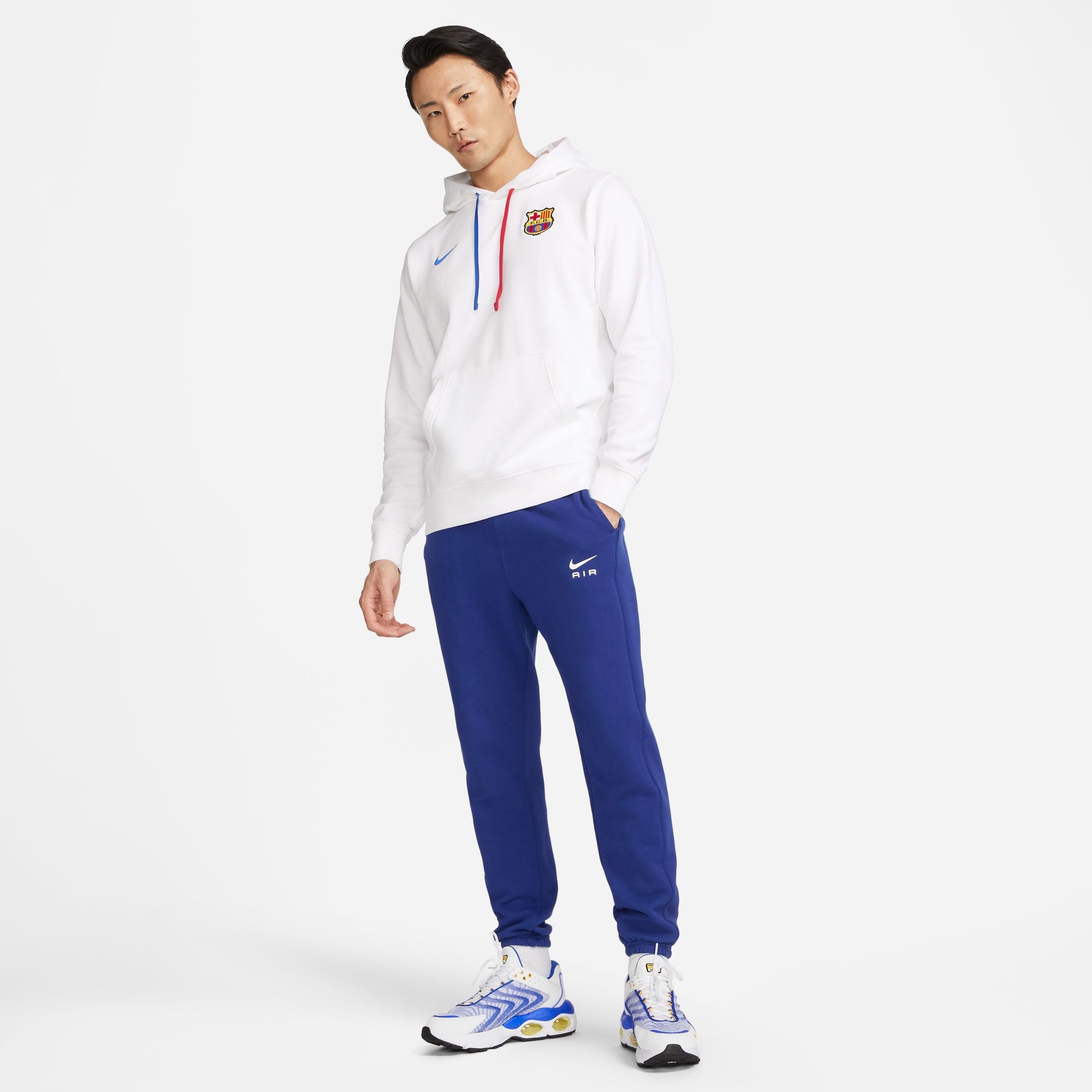 Nike FC Barcelona Club Fleece Men's French Terry Pullover Hoodie - DV5563-100-NIKE by Nike | Available at Niky's Sports