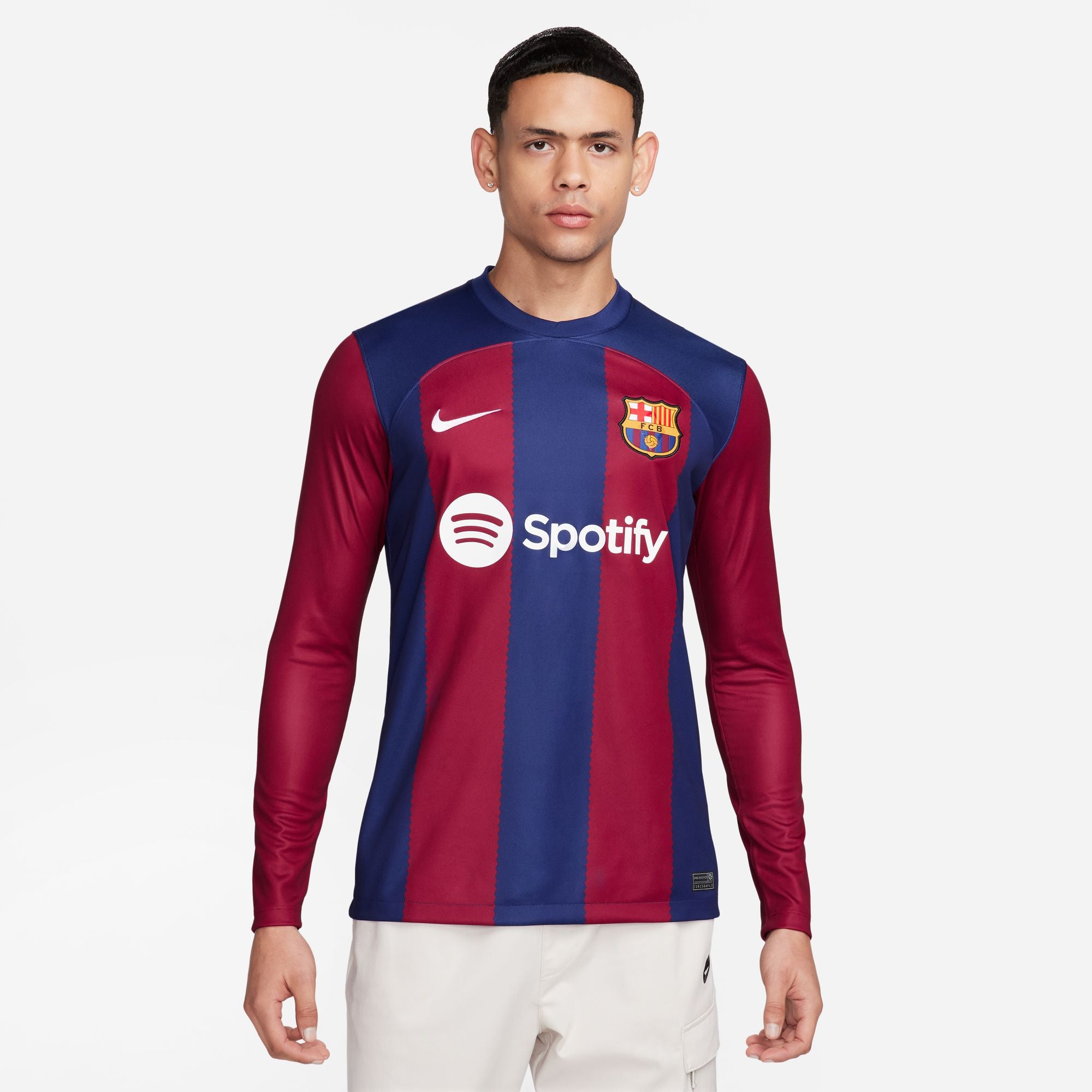 Nike FC Barcelona 2023/24 Stadium Home Men's Dri-FIT Long-Sleeve Soccer Jersey - DX2636-456-NIKE by Nike | Available at Niky's Sports