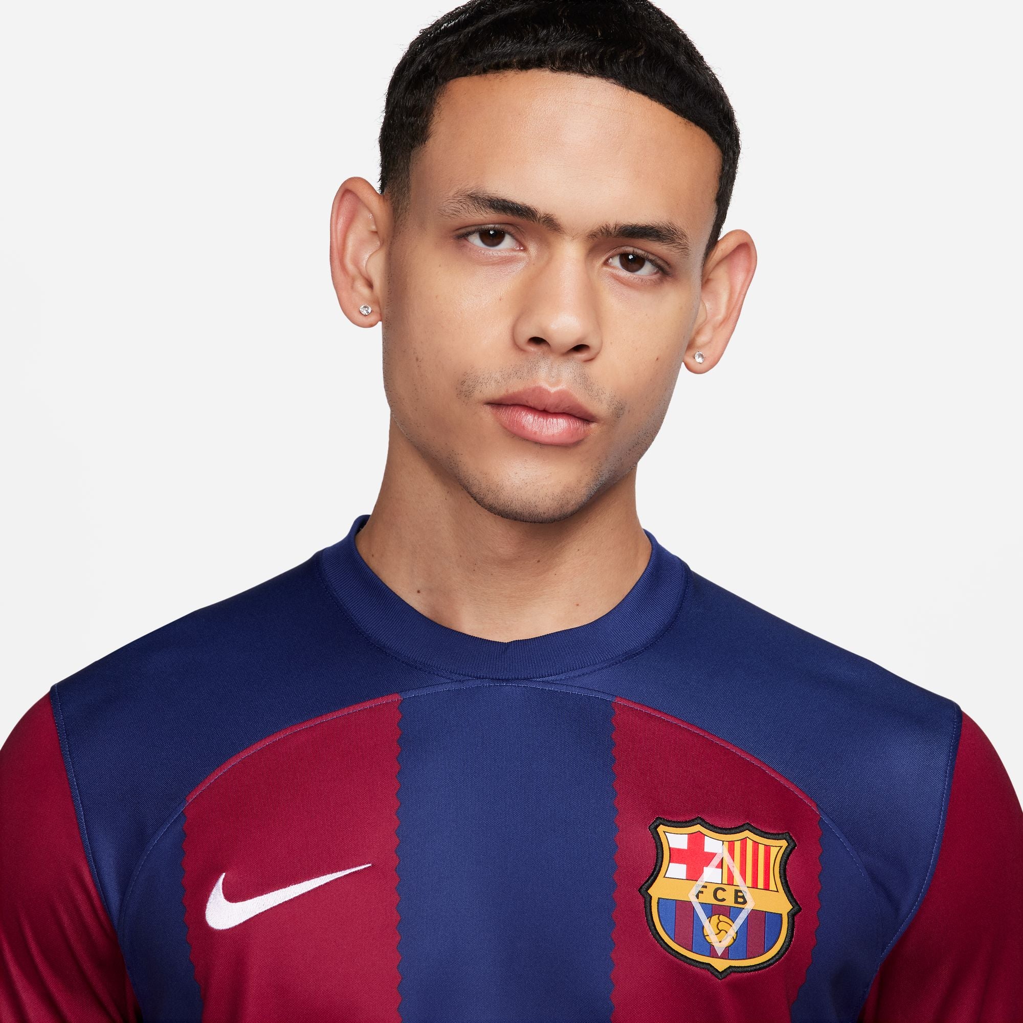 Nike FC Barcelona 2023/24 Stadium Home Men's Dri-FIT Long-Sleeve Soccer Jersey - DX2636-456-NIKE by Nike | Available at Niky's Sports