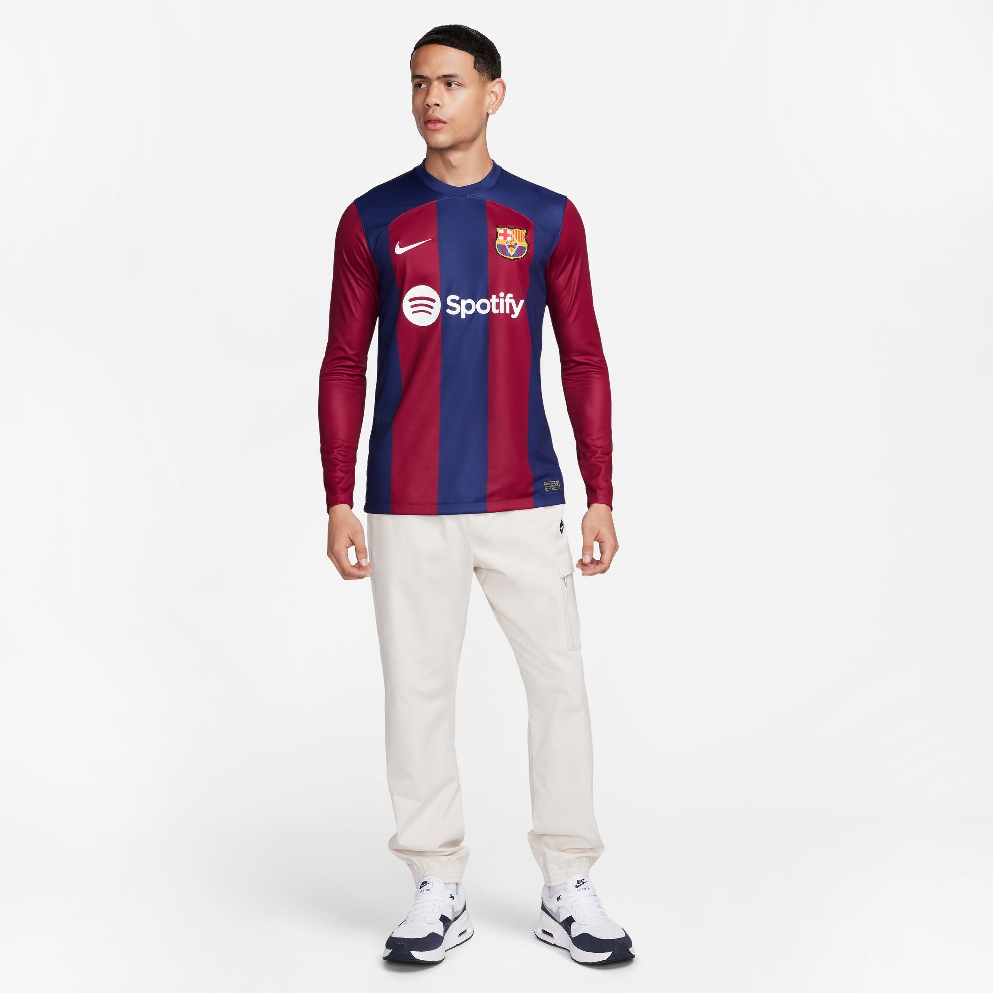 Nike FC Barcelona 2023/24 Stadium Home Men's Dri-FIT Long-Sleeve Soccer Jersey - DX2636-456-NIKE by Nike | Available at Niky's Sports