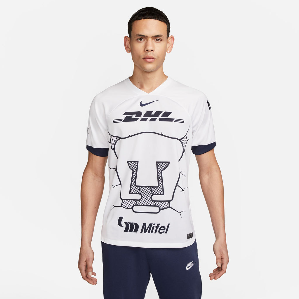 Nike Pumas UNAM 2023/24 Stadium Home Men's Dri-FIT Soccer Jersey - DX2696-101-NIKE by Nike | Available at Niky's Sports