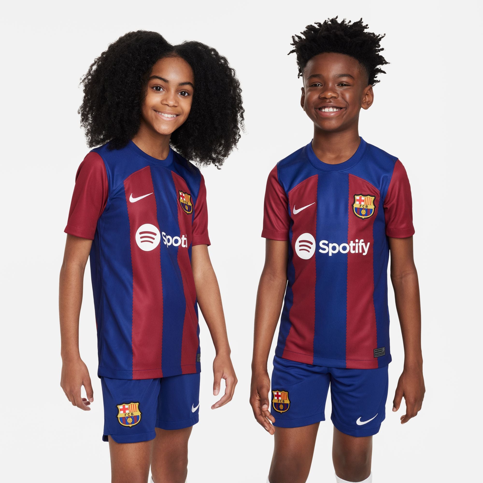 FC Barcelona 2023/24 Stadium Goalkeeper Big Kids' Nike Dri-FIT Soccer Jersey.