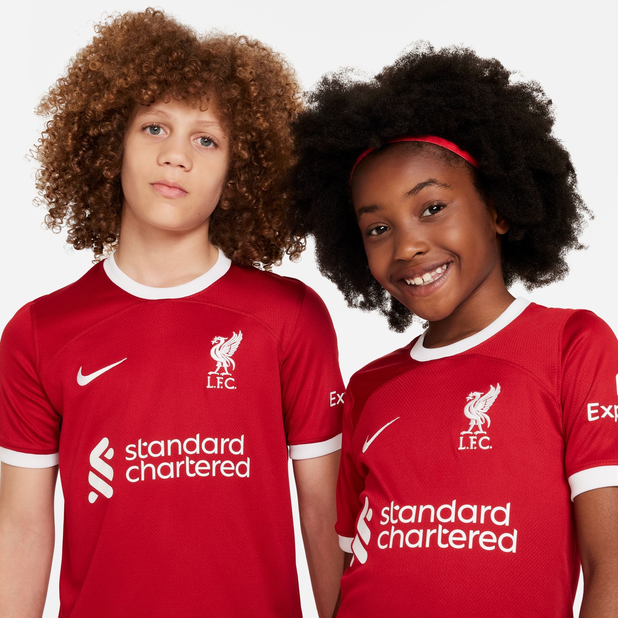 Nike Liverpool FC 2023/24 Stadium Home Big Kids' Dri-FIT Soccer Jersey - DX2766-688-NIKE by Nike | Available at Niky's Sports