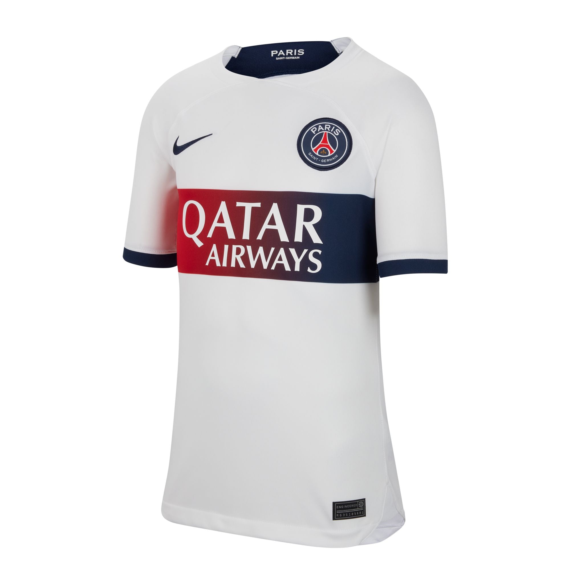Nike Paris Saint-Germain 2023/24 Stadium Away Big Kids' Dri-FIT Soccer Jersey - DX2767-101-NIKE by Nike | Available at Niky's Sports