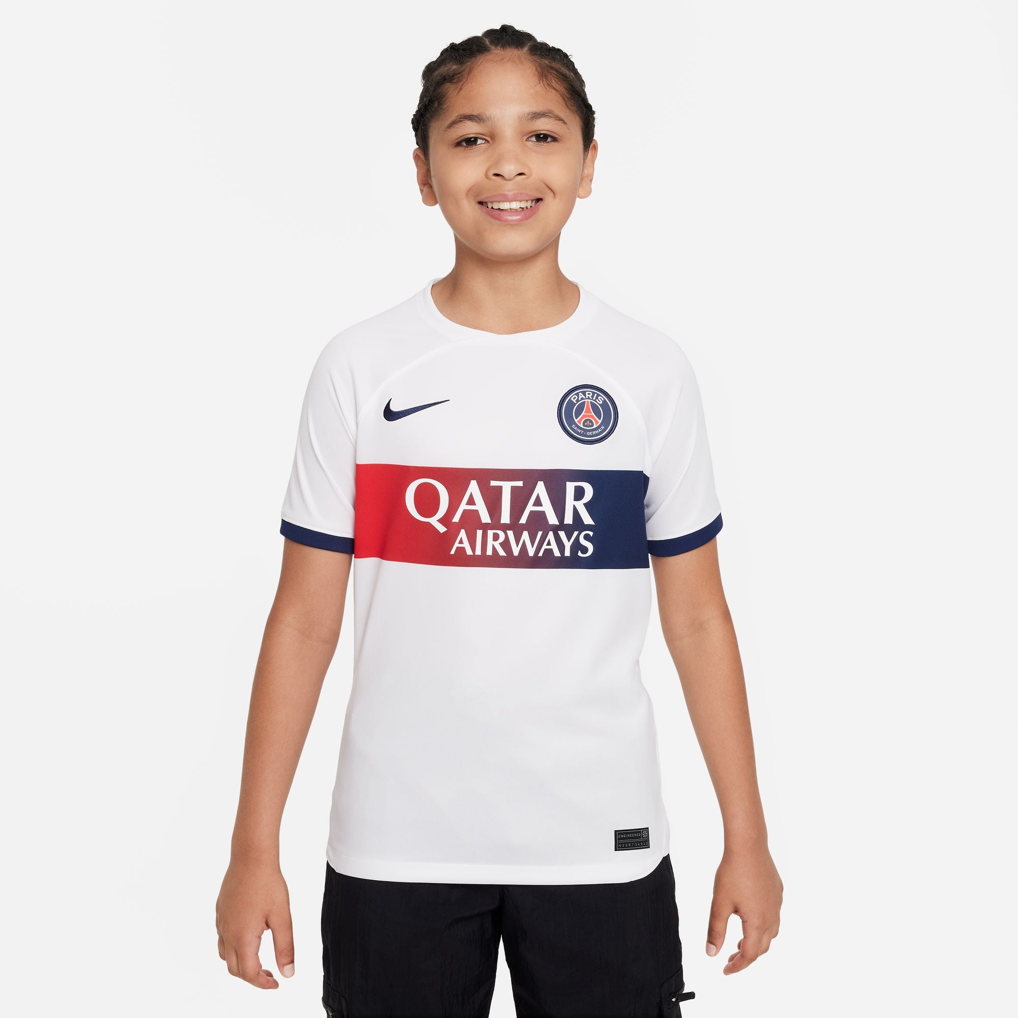 Nike Paris Saint-Germain 2023/24 Stadium Away Big Kids' Dri-FIT Soccer Jersey - DX2767-101-NIKE by Nike | Available at Niky's Sports