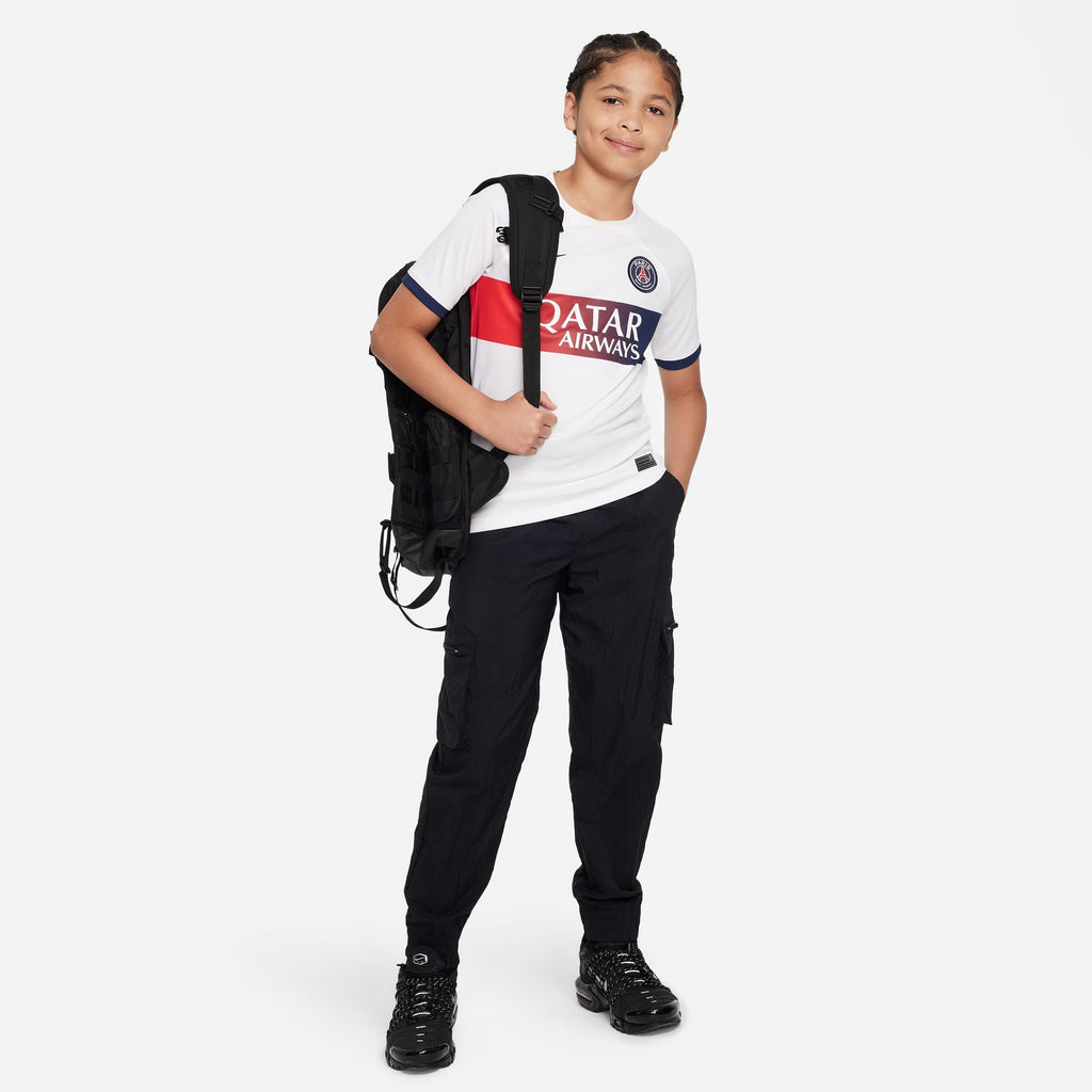Nike Paris Saint-Germain 2023/24 Stadium Away Big Kids' Dri-FIT Soccer Jersey - DX2767-101-NIKE by Nike | Available at Niky's Sports
