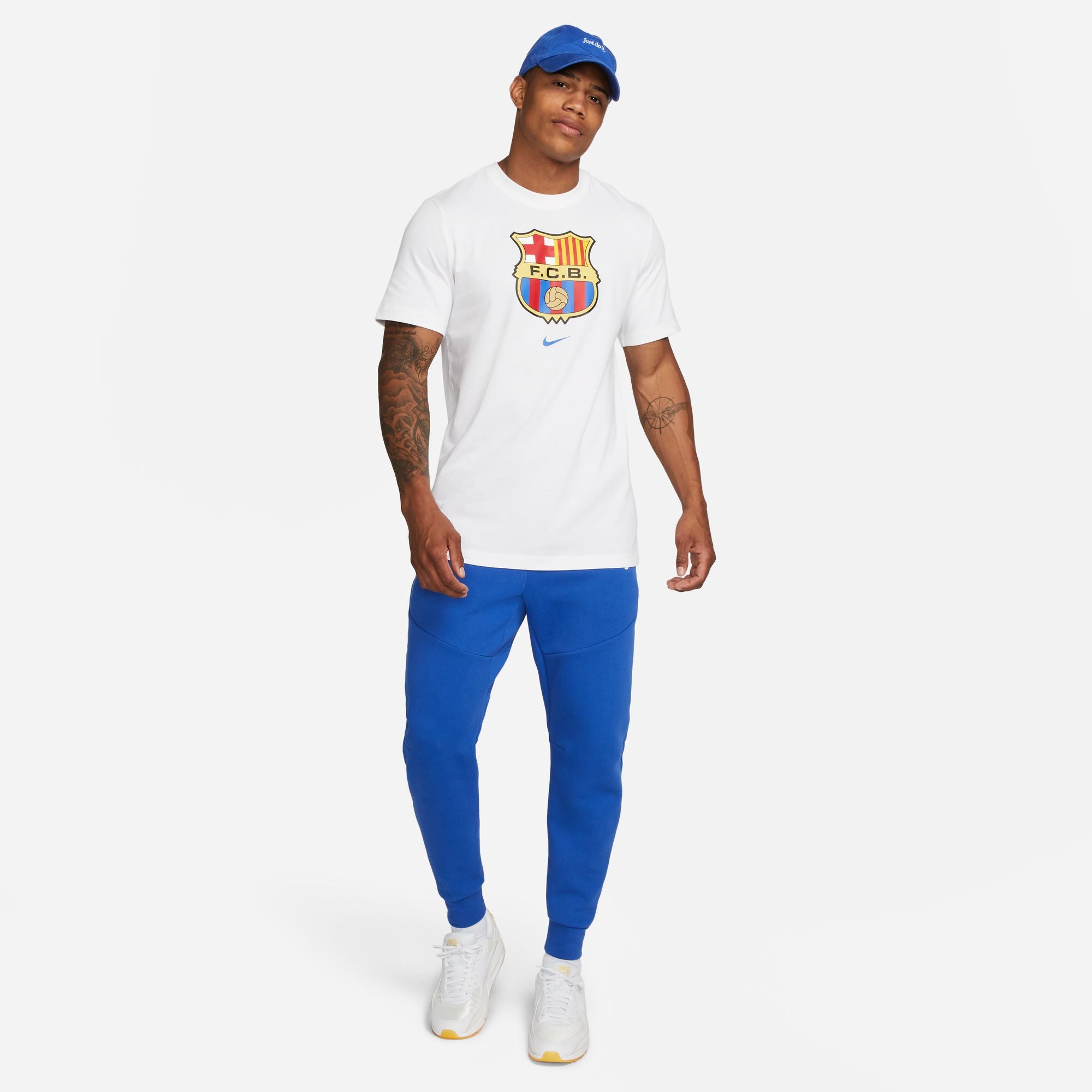 Nike Men's FC Barcelona Crest Tee White - FD3065-100-NIKE by Nike | Available at Niky's Sports