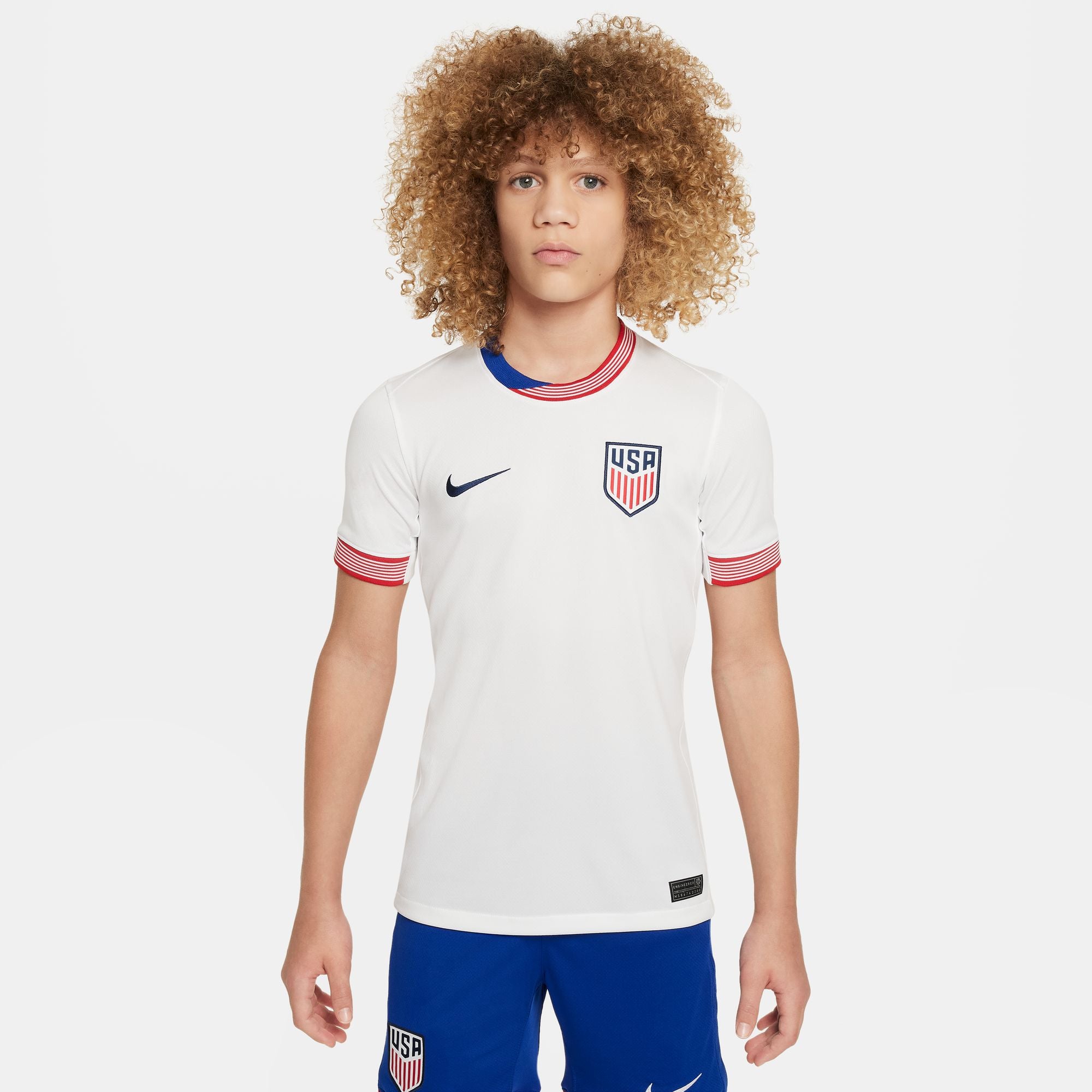 Nike USA 2024 Stadium Home Big Kids' Dri-FIT Soccer Replica Jersey - FJ4374-100-NIKE by Nike | Available at Niky's Sports
