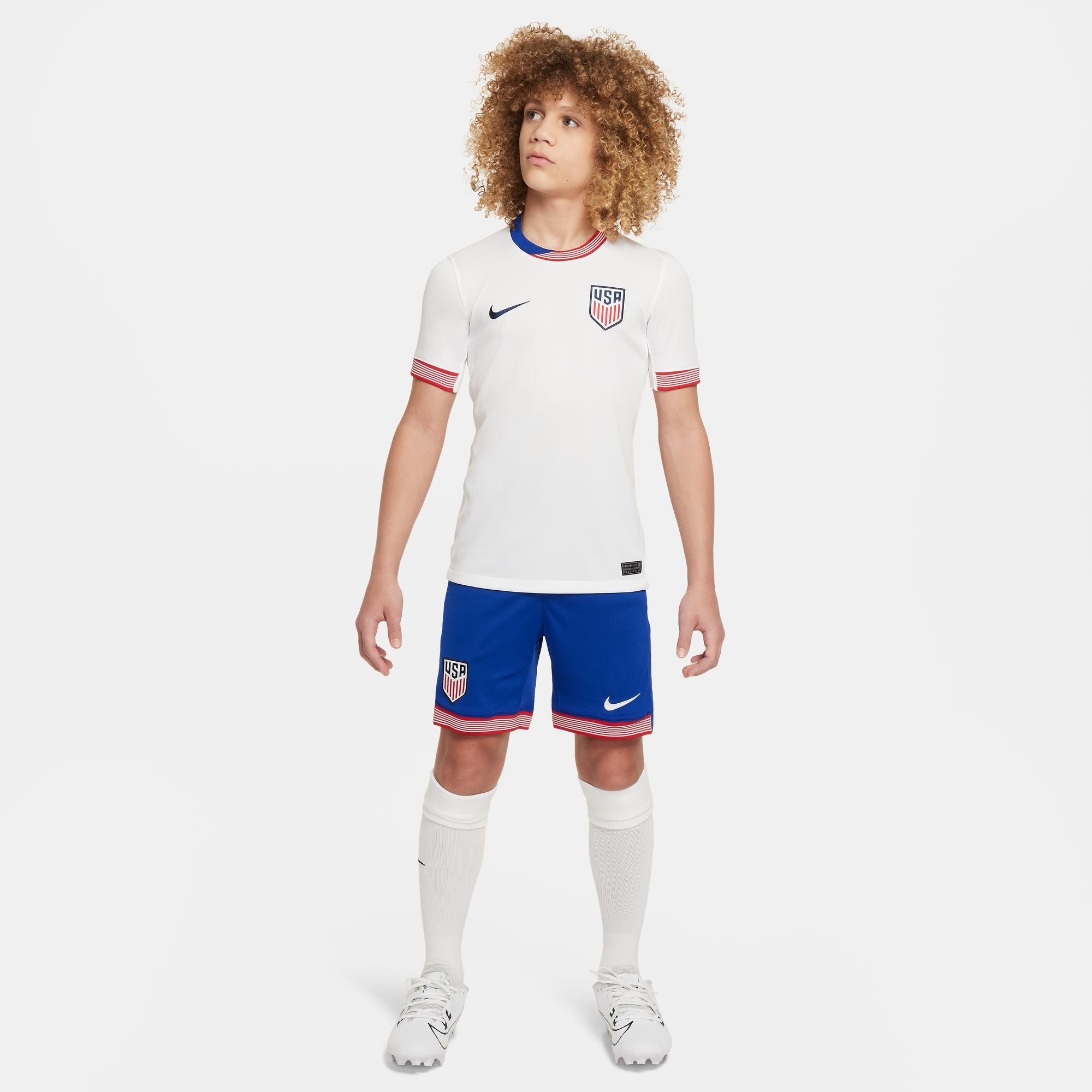 Nike USA 2024 Stadium Home Big Kids' Dri-FIT Soccer Replica Jersey - FJ4374-100-NIKE by Nike | Available at Niky's Sports