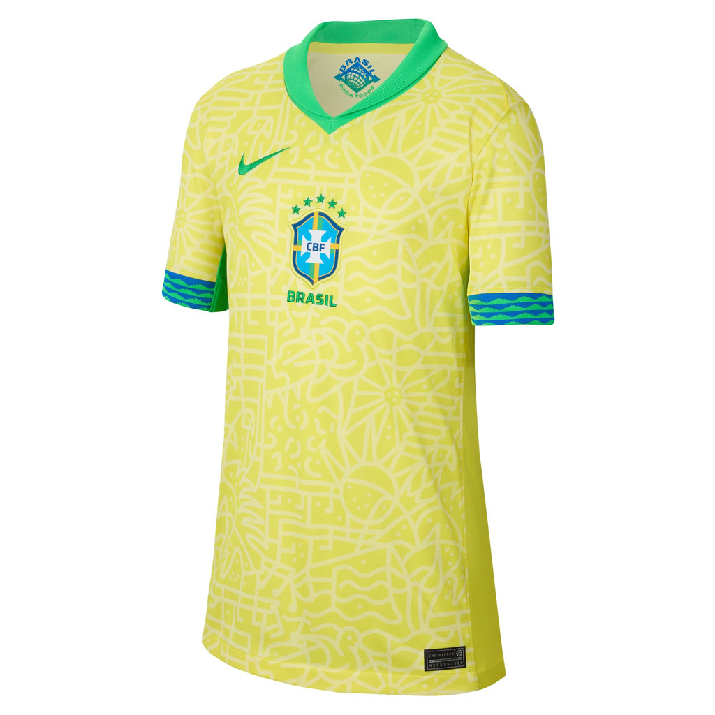 Nike Brazil 2024 Stadium Home Big Kids' Dri-FIT Soccer Replica Jersey - FJ4409-706-NIKE by Nike | Available at Niky's Sports