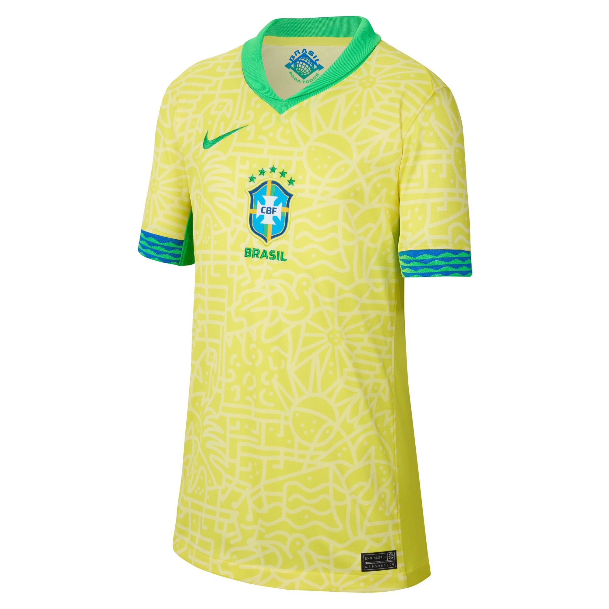 Nike Brazil 2024 Stadium Home Big Kids' Dri-FIT Soccer Replica Jersey - FJ4409-706-NIKE by Nike | Available at Niky's Sports
