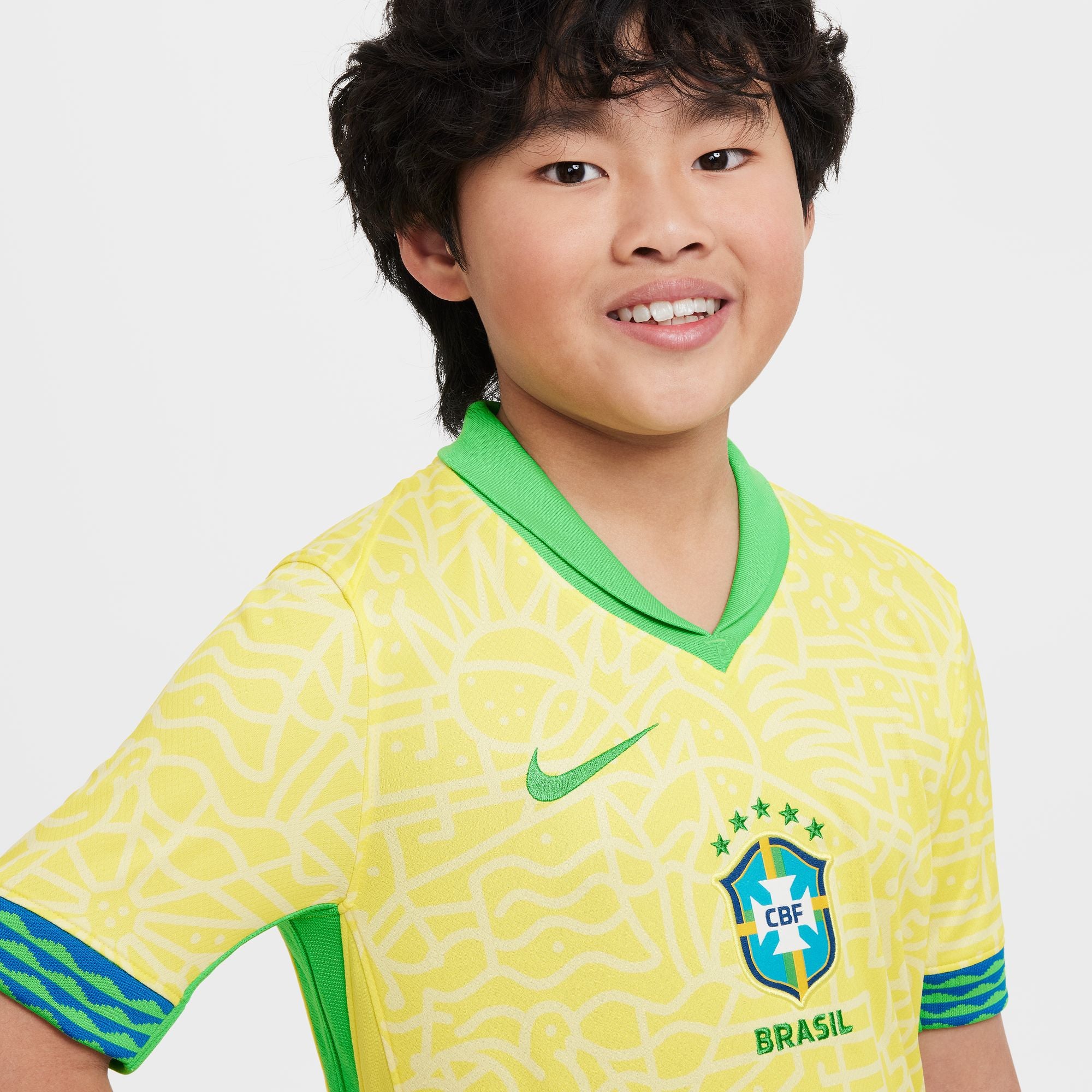 Nike Brazil 2024 Stadium Home Big Kids' Dri-FIT Soccer Replica Jersey - FJ4409-706-NIKE by Nike | Available at Niky's Sports