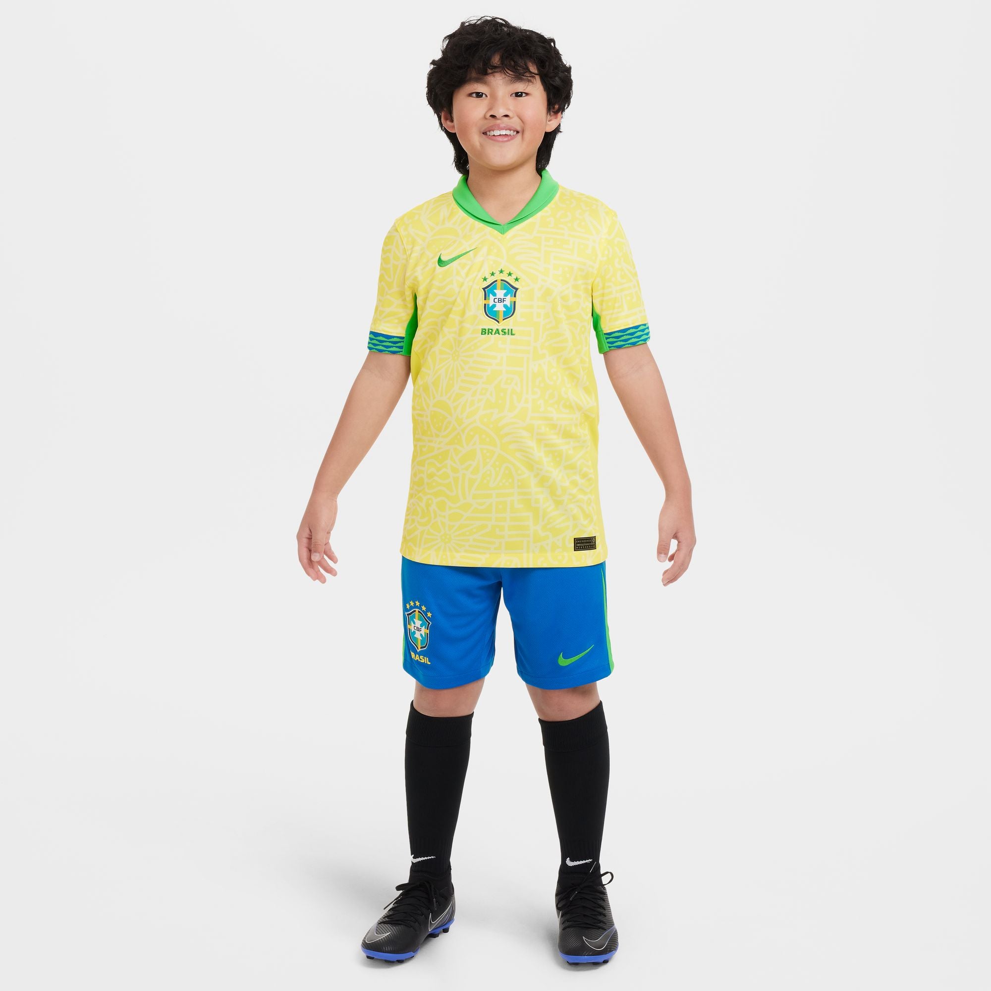Nike Brazil 2024 Stadium Home Big Kids' Dri-FIT Soccer Replica Jersey - FJ4409-706-NIKE by Nike | Available at Niky's Sports