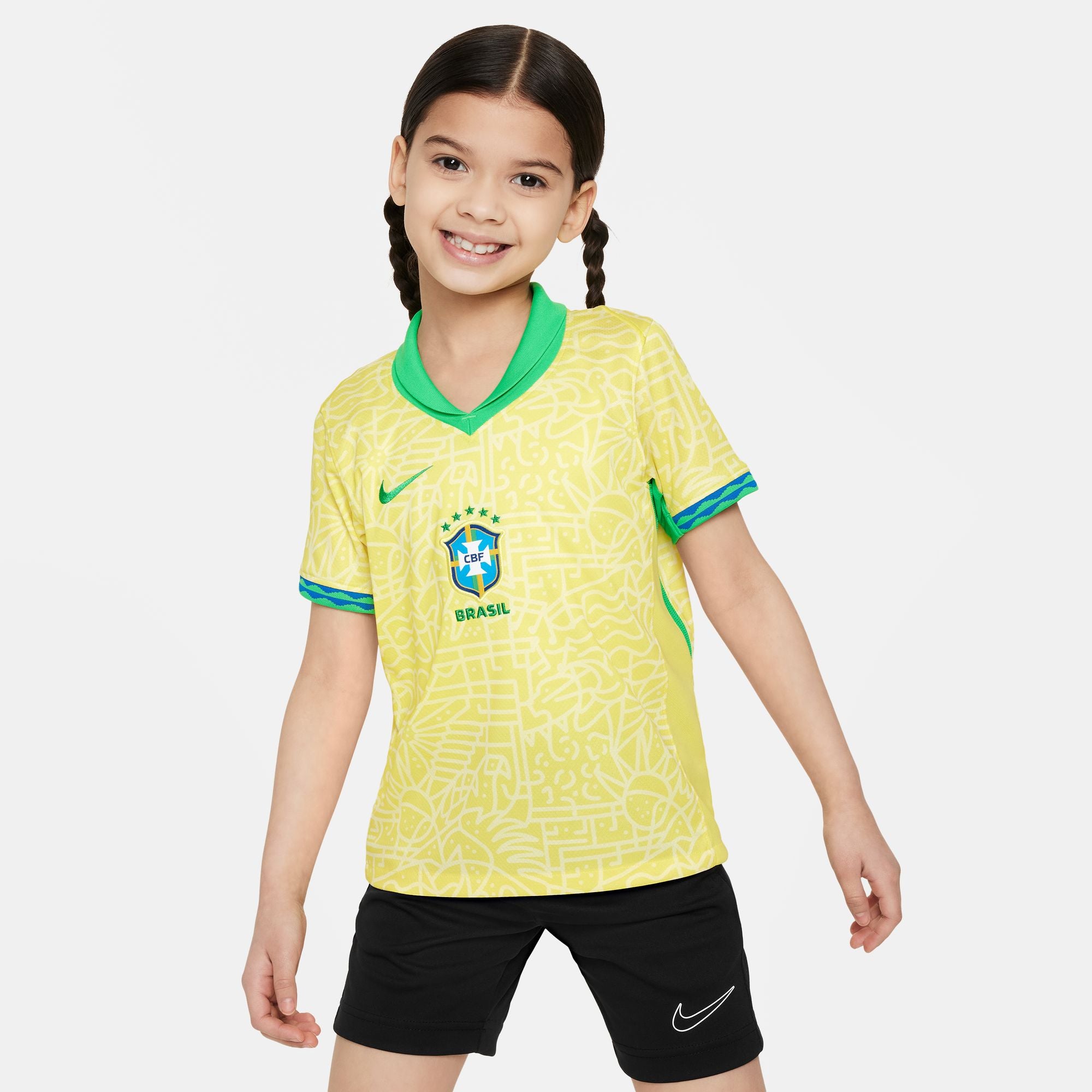 Nike Brazil 2024 Stadium Home Little Kids' Dri-FIT Soccer Replica Jersey