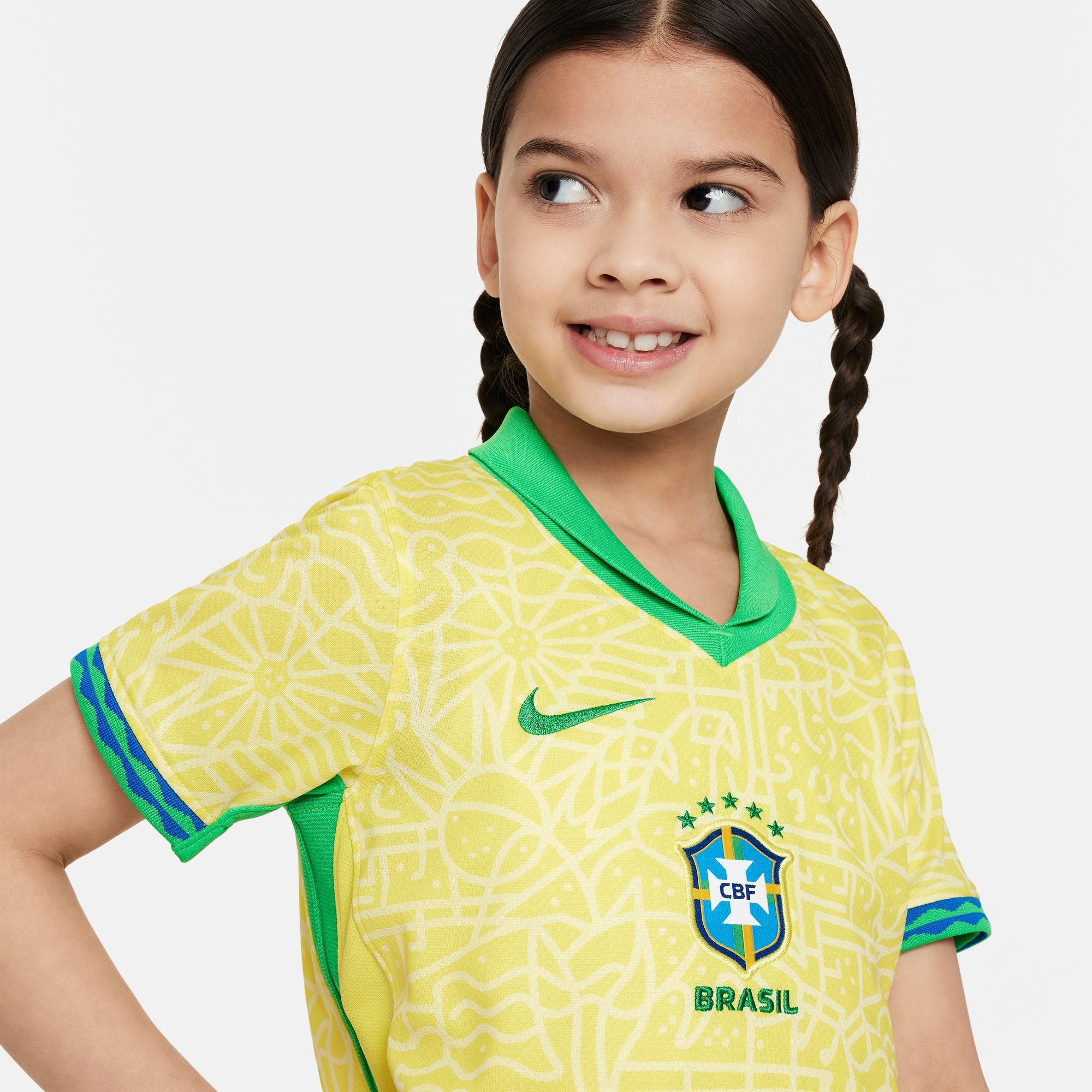Nike Brazil 2024 Stadium Home Little Kids' Dri-FIT Soccer Replica Jersey - FJ4436-706-NIKE by Nike | Available at Niky's Sports